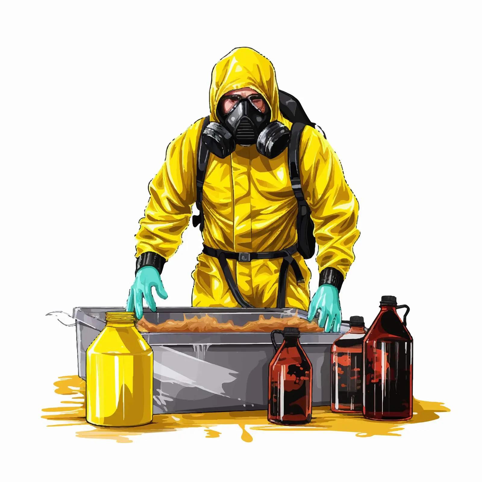 Hazmat Suit Worker Handling Cleaning Chemicals — free download from Dotvec