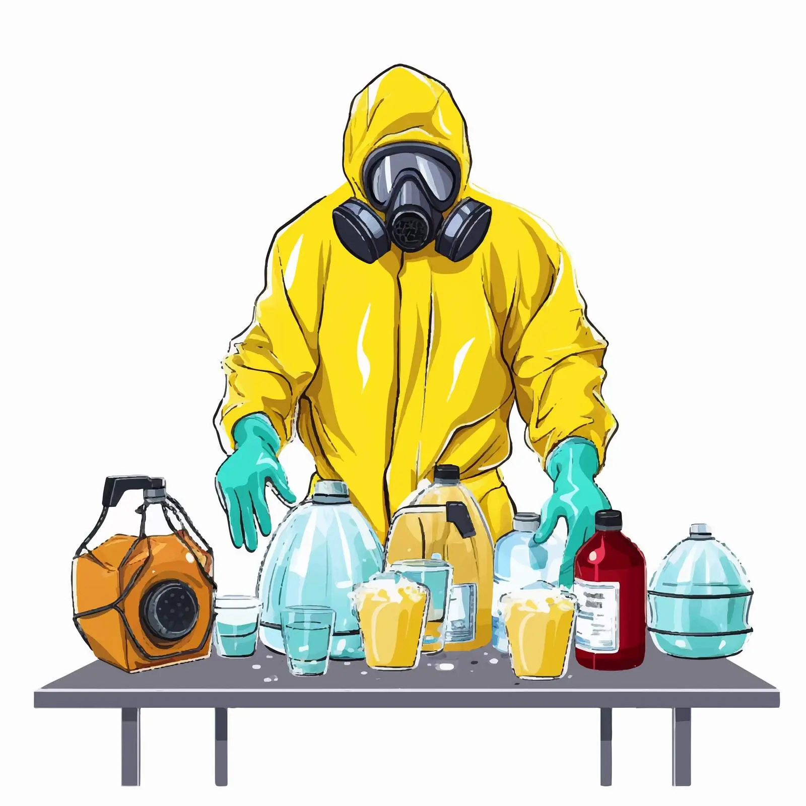 Hazmat Suit Worker Handling Cleaning Chemicals – free health hazard image from Dotvec