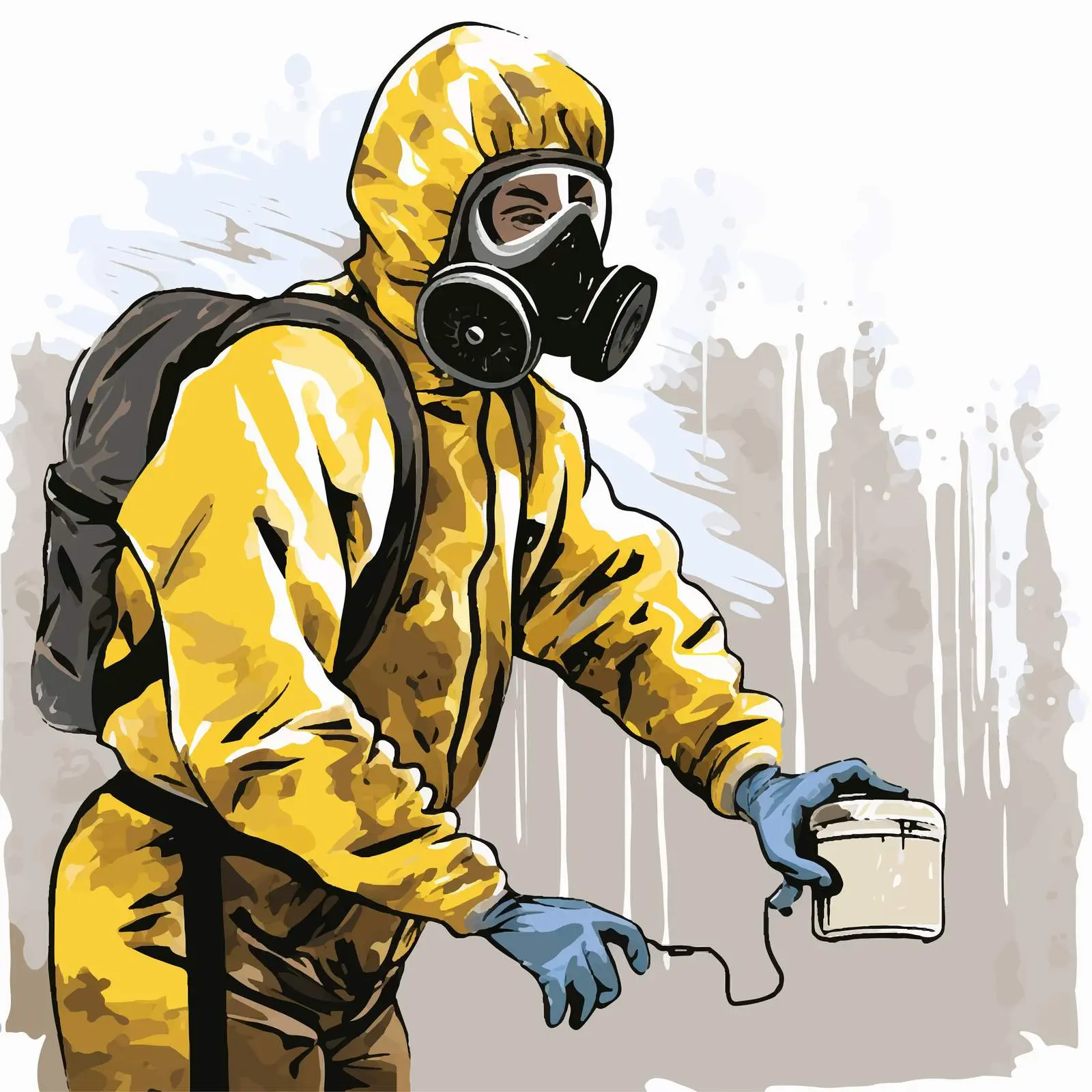 Hazmat Suit Illustration with Mold on Wall — free download from Dotvec