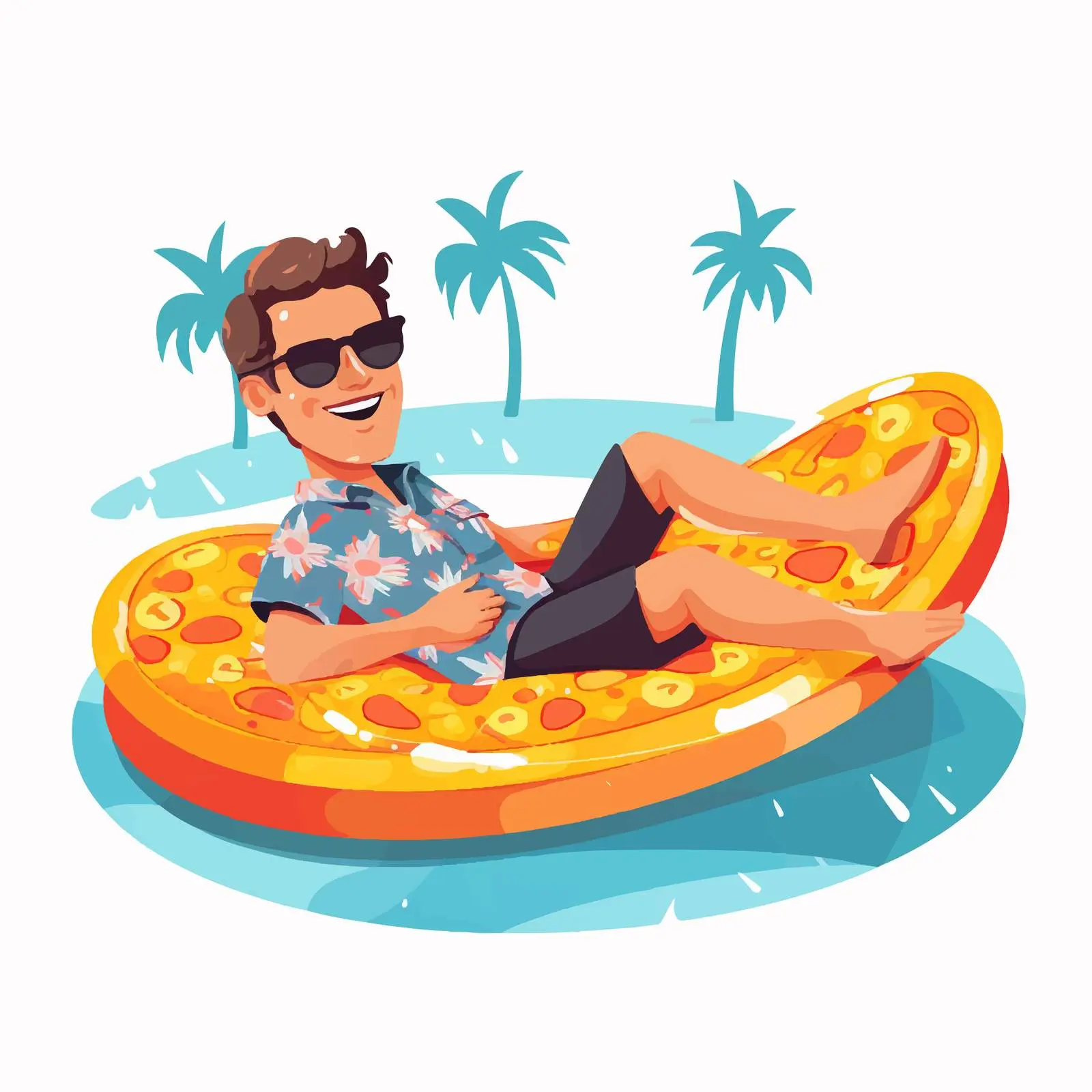 Man Relaxing on Inflatable Float in Sunglasses — free download from Dotvec