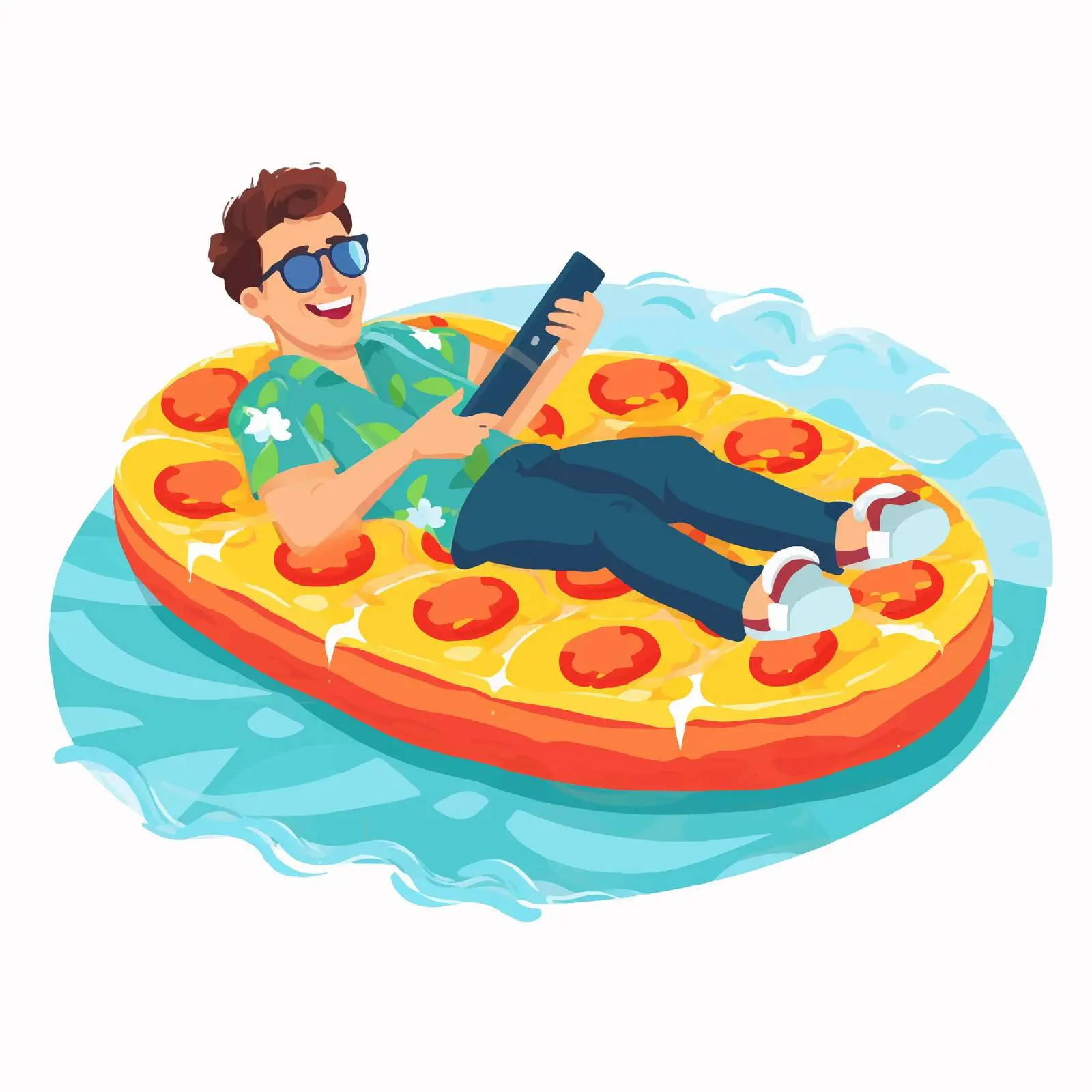 Man Relaxing on Inflatable Beach Float — free download from Dotvec