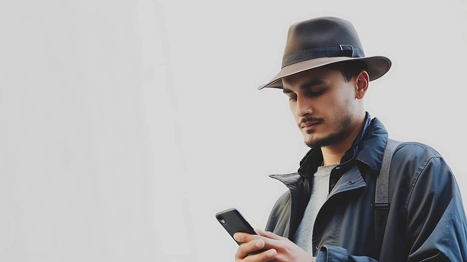 Urban Man Using Cell Phone Outdoors — free download from Dotvec