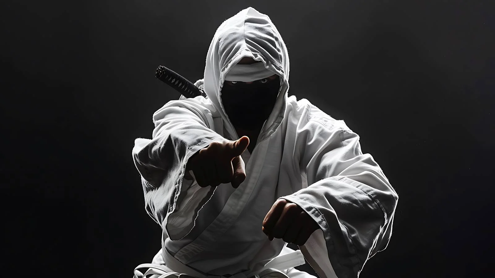 Martial Artist in White Ninja Attire — free download from Dotvec