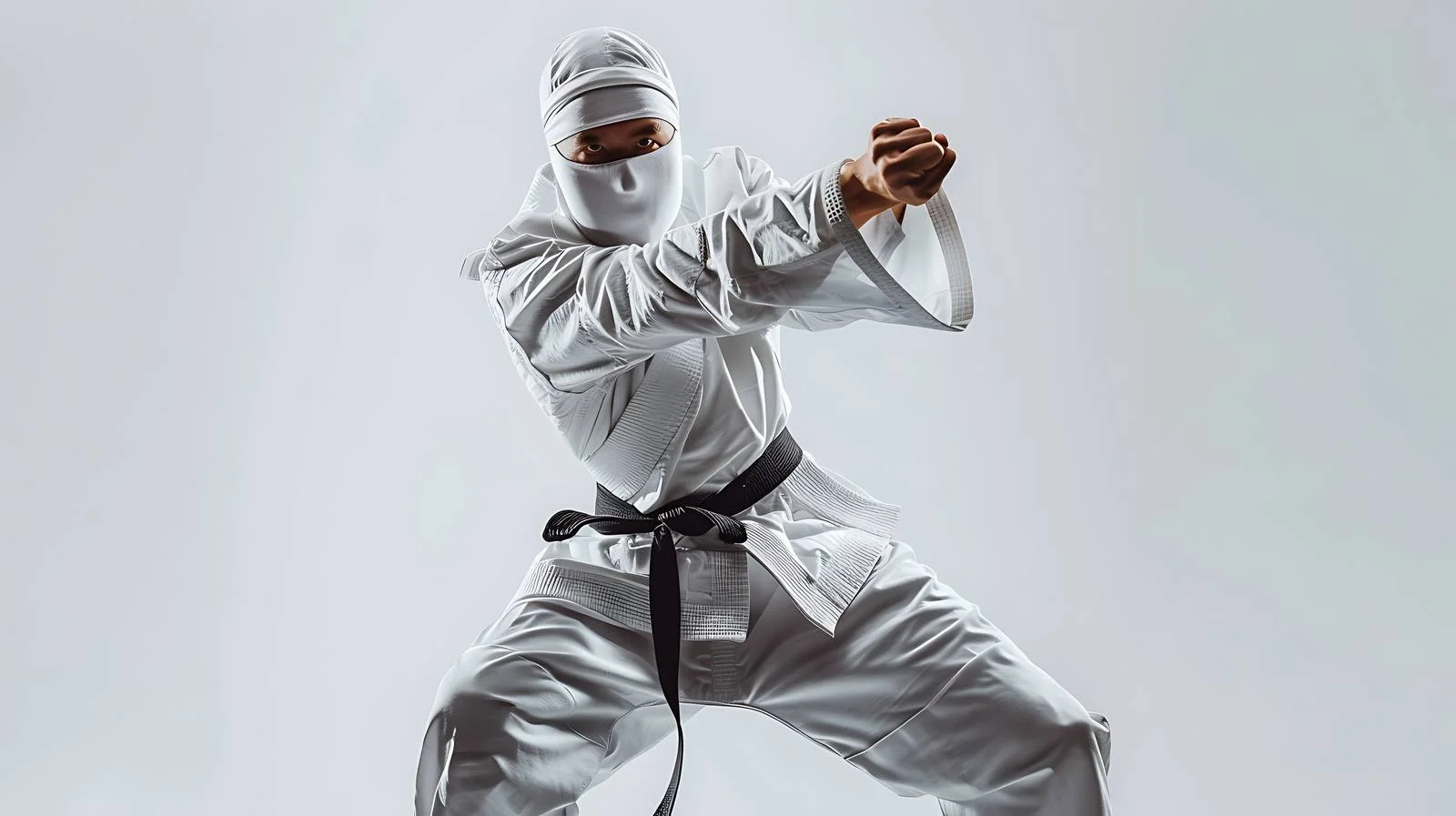 Mysterious Ninja in White Outfit Standing — free download from Dotvec