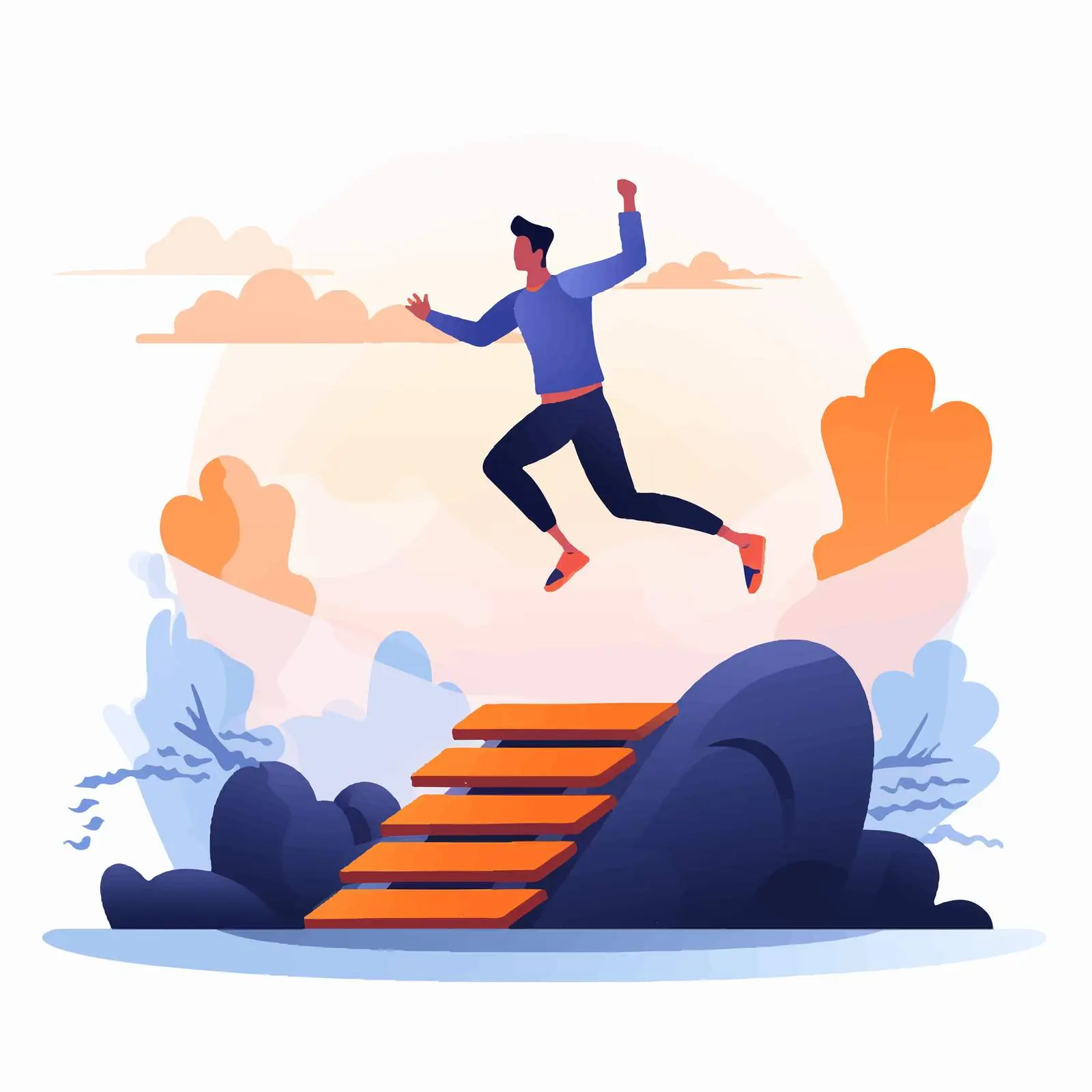 Brave Character Jumping Over Obstacle Vector — free download from Dotvec