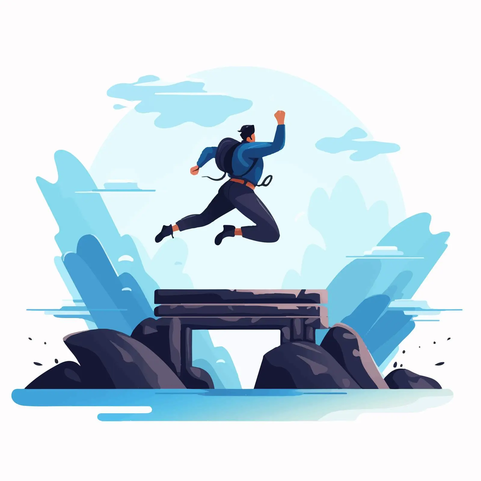 Brave Character Overcoming Obstacles in Vector Art — free download from Dotvec