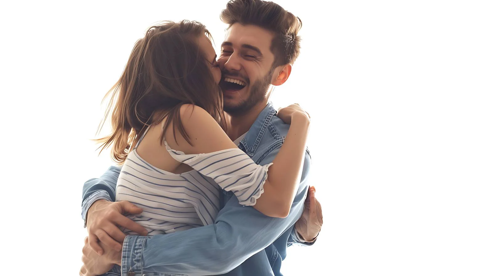 Joyful Couple Embracing Isolated — free download from Dotvec