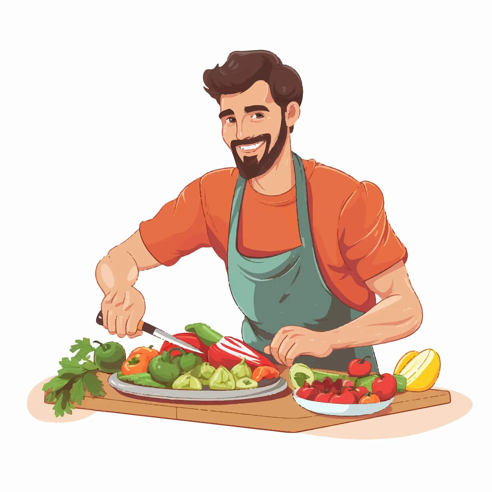 Man Preparing Lunch with Vegetables Icon — free download from Dotvec