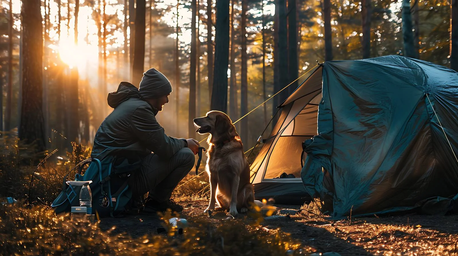 Morning Camping Playtime with Dog — free download from Dotvec