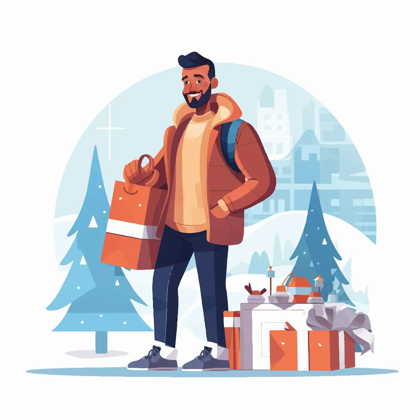 Man Preparing for Christmas Winter Holidays — free download from Dotvec