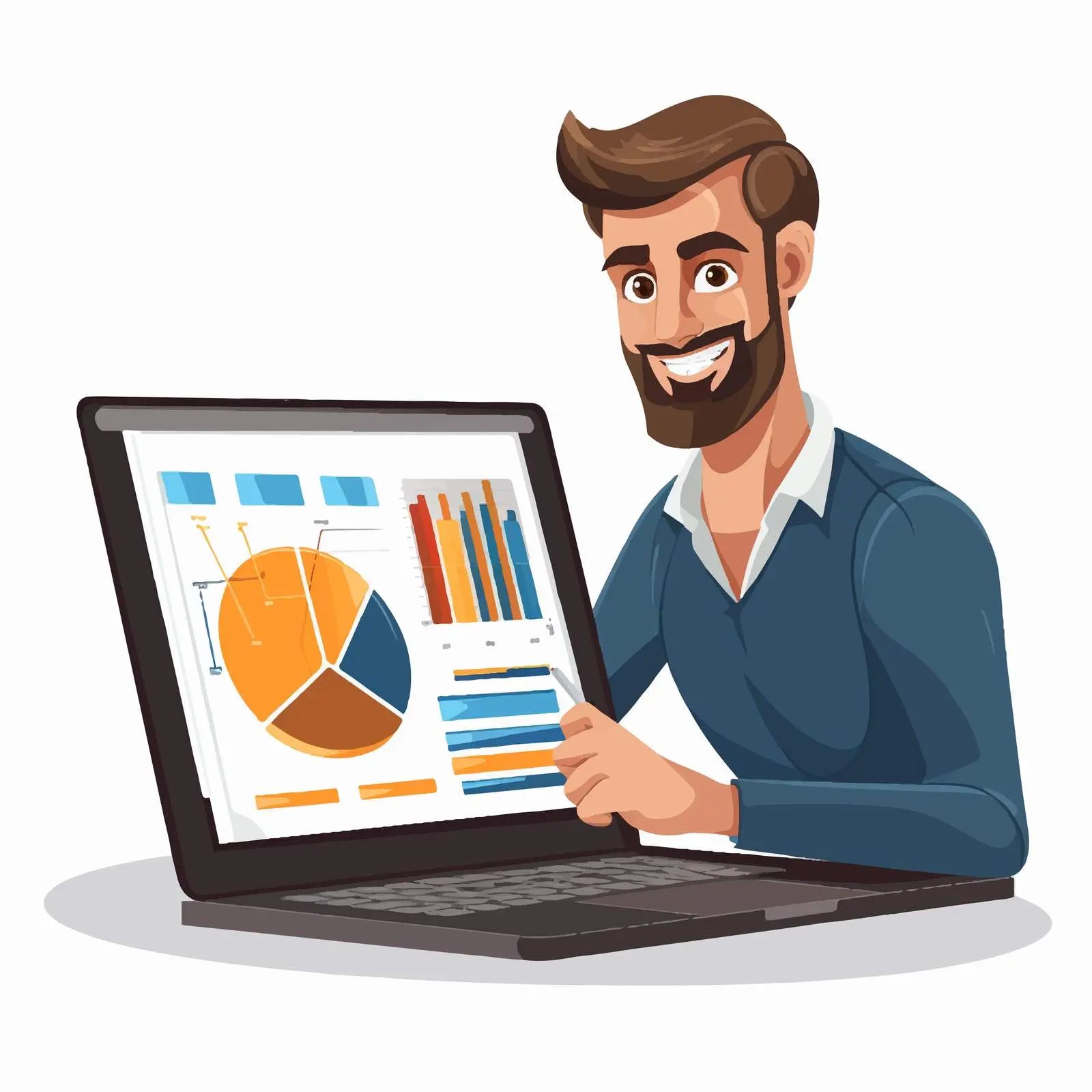 Professional Man Presenting Data on Laptop Vector — free download from Dotvec