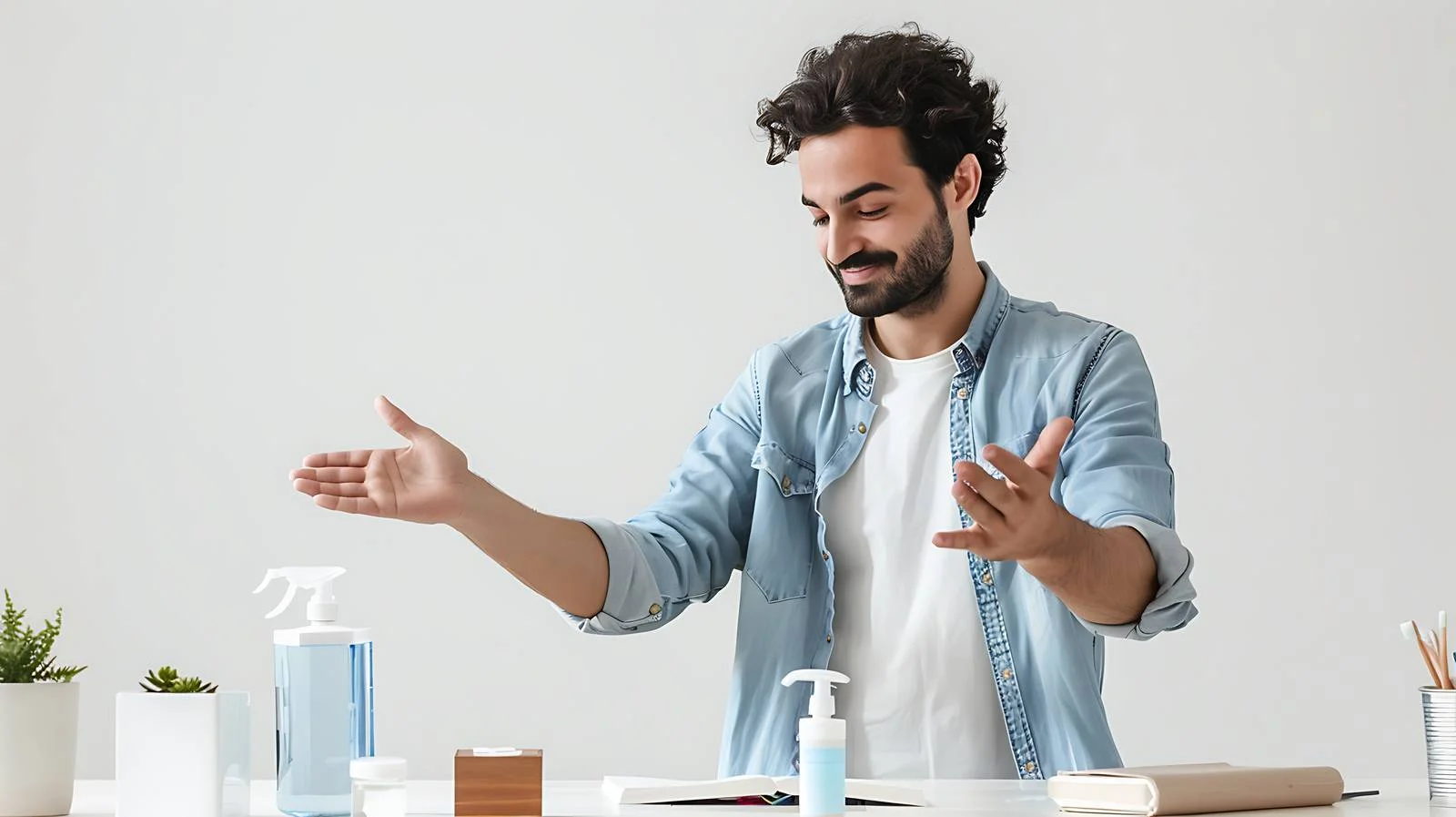 Using Hand Sanitizer at Desk – free preventative image from Dotvec