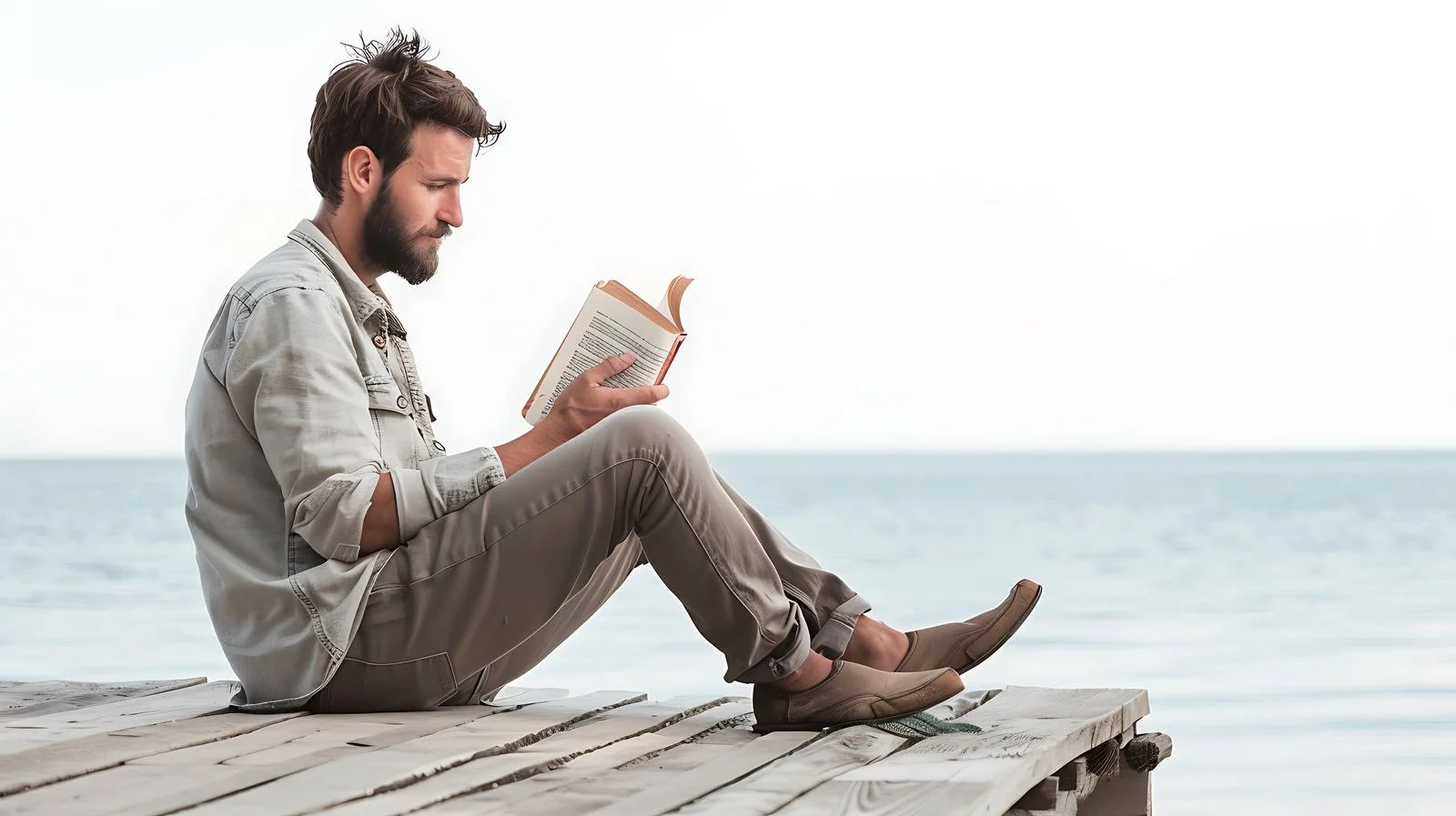 Coastal Deck Man Reading Book Isolated — free download from Dotvec