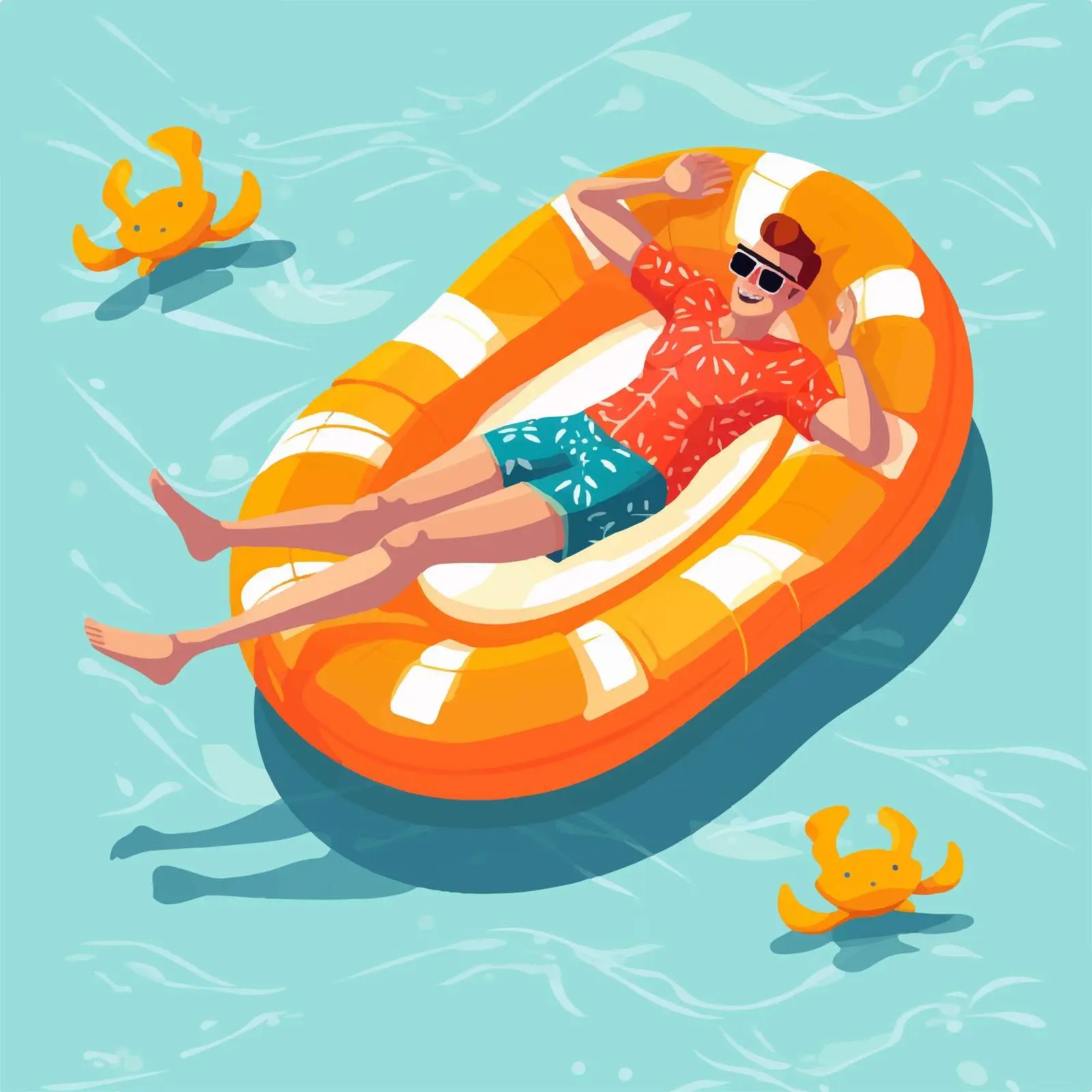 Man Relaxing on Inflatable Beach Mattress — free download from Dotvec