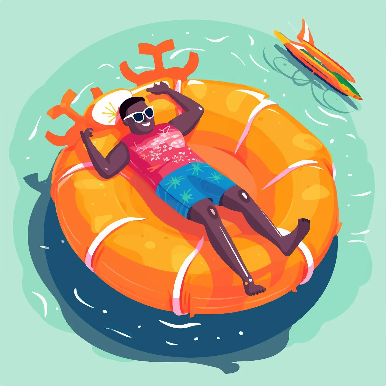 Man Relaxing on Inflatable Beach Mattress — free download from Dotvec