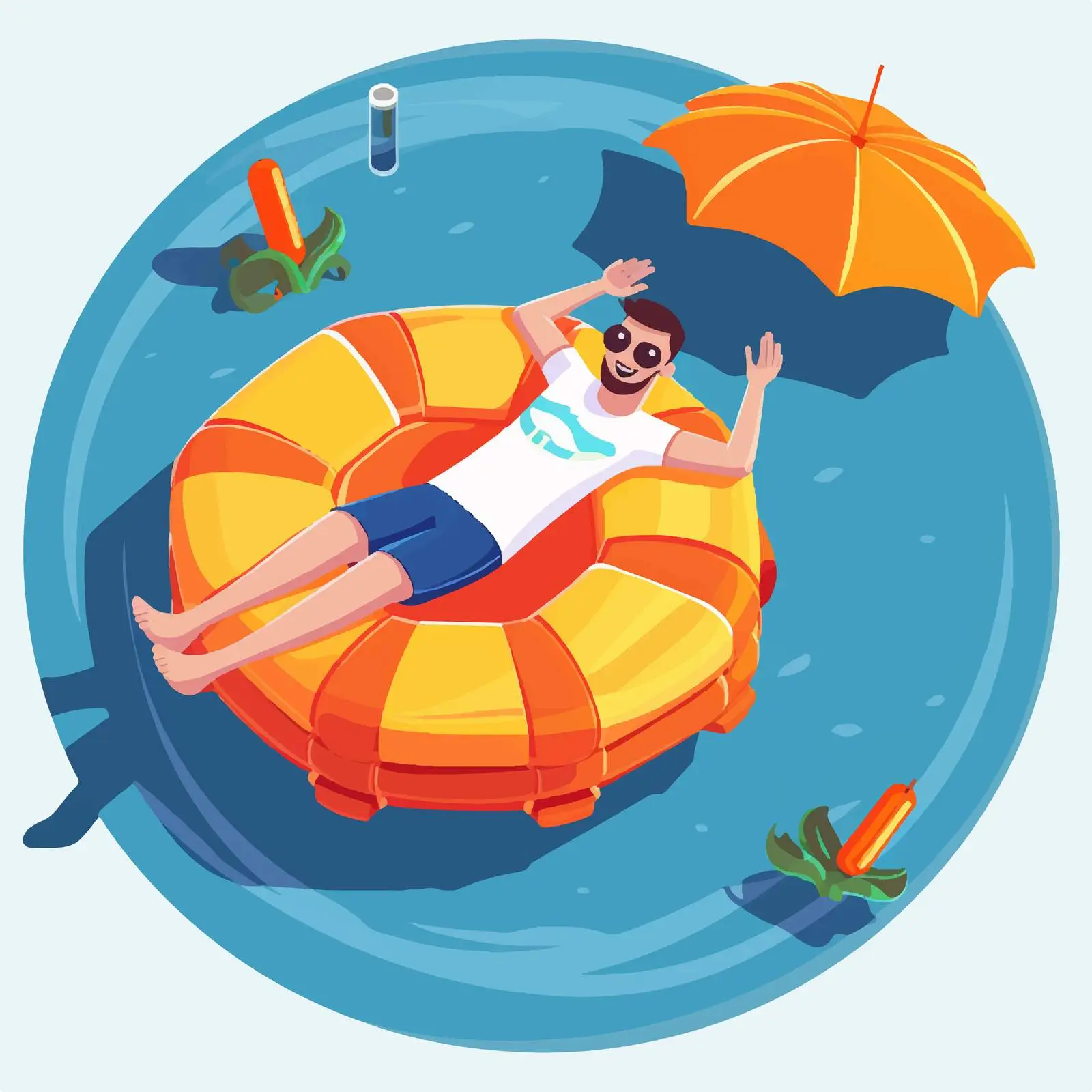 Man Relaxing on Inflatable Beach Mattress — free download from Dotvec