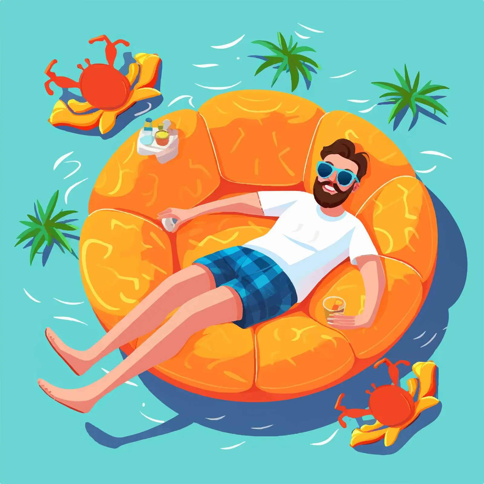Man Relaxing on Inflatable Beach Mattress — free download from Dotvec