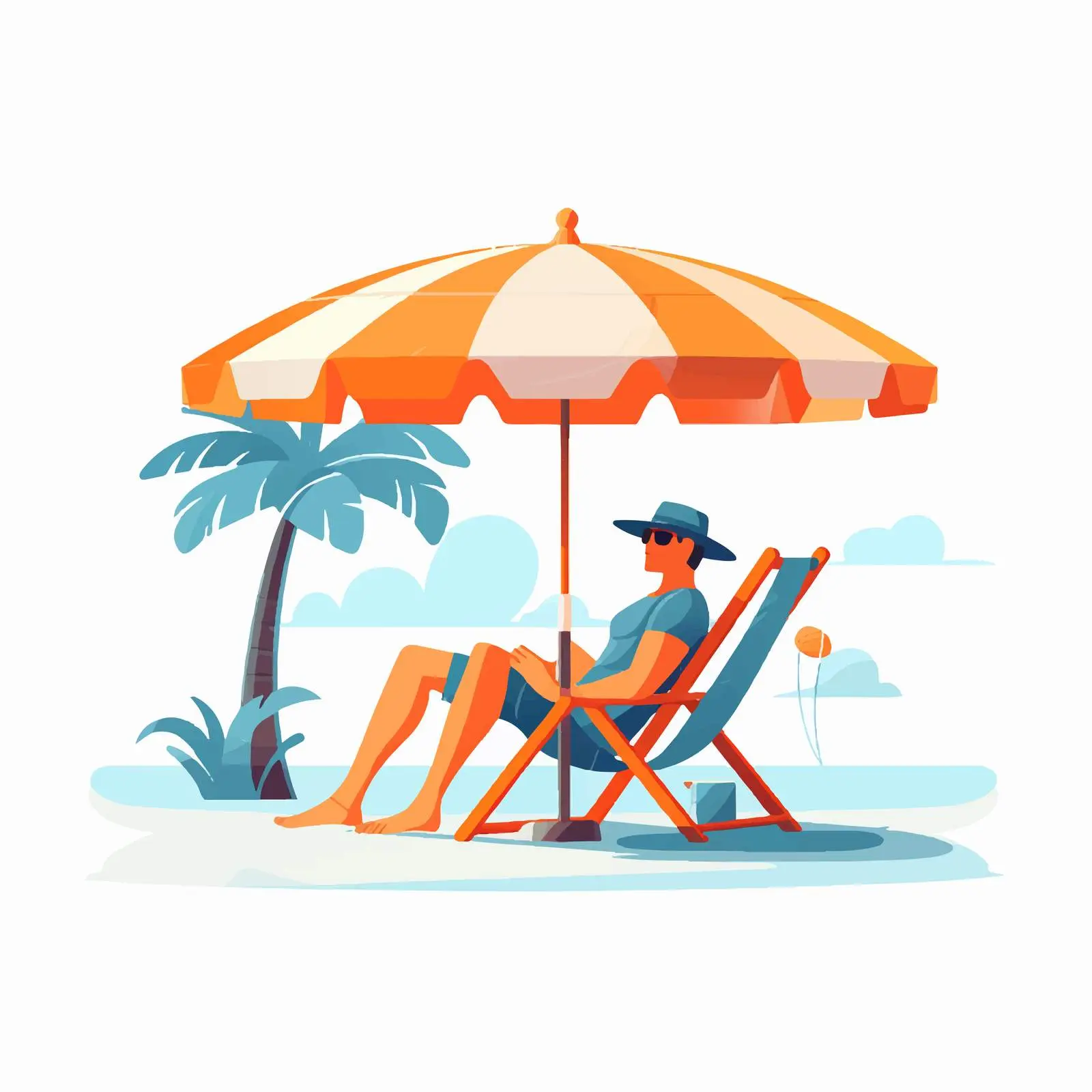 Man Sunbathing Under Beach Umbrella — free download from Dotvec