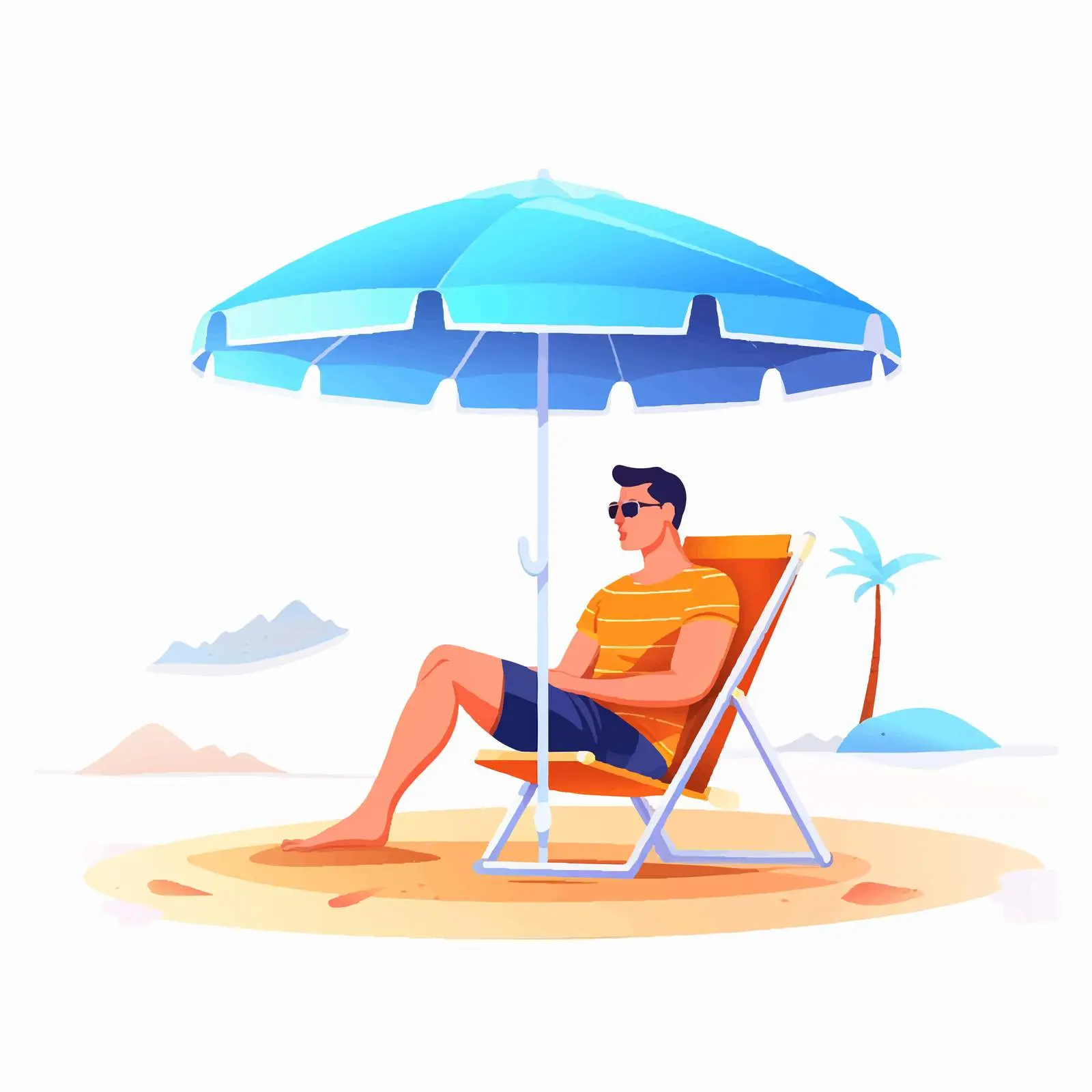 Man Relaxing on Beach Under Umbrella — free download from Dotvec