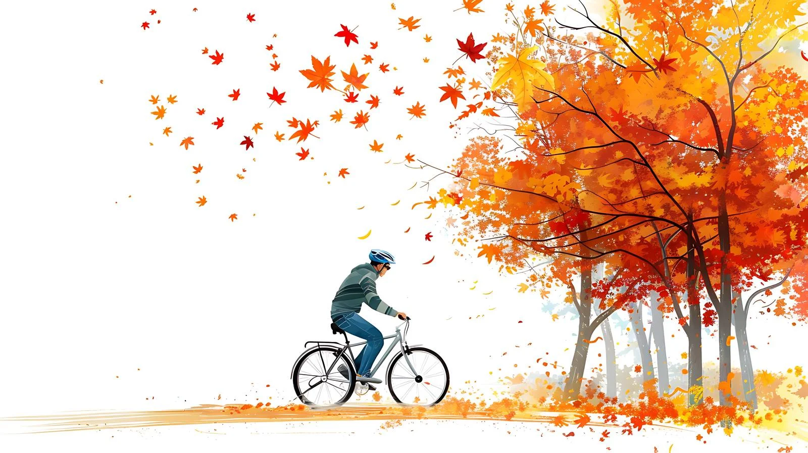 Cyclist in autumn park on white background — free download from Dotvec