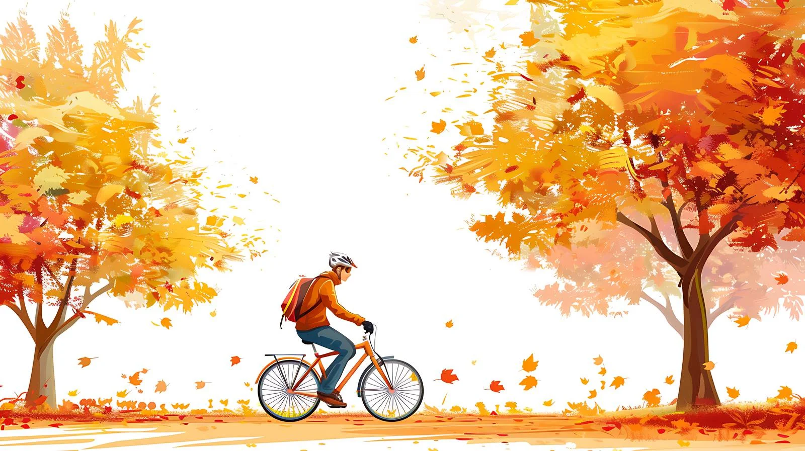 Autumn Cyclist in White Background Scene — free download from Dotvec
