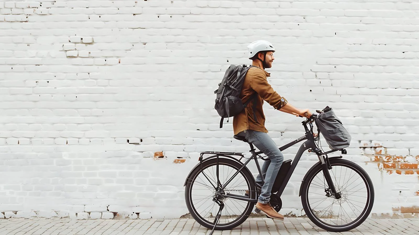 E-Bike Rider by Brick Wall — free download from Dotvec