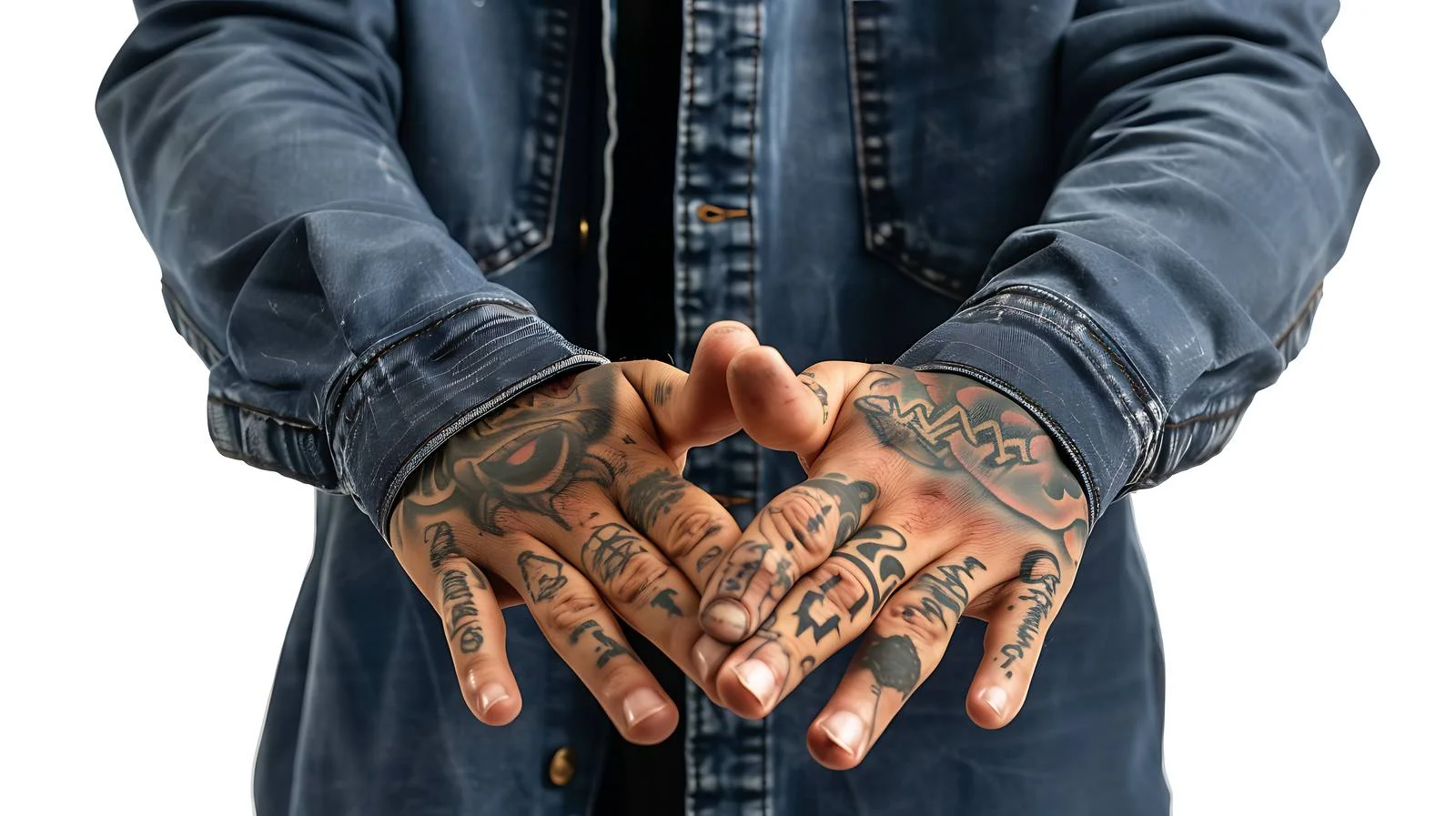 Tattooed Hands Close-up Display — free download from Dotvec