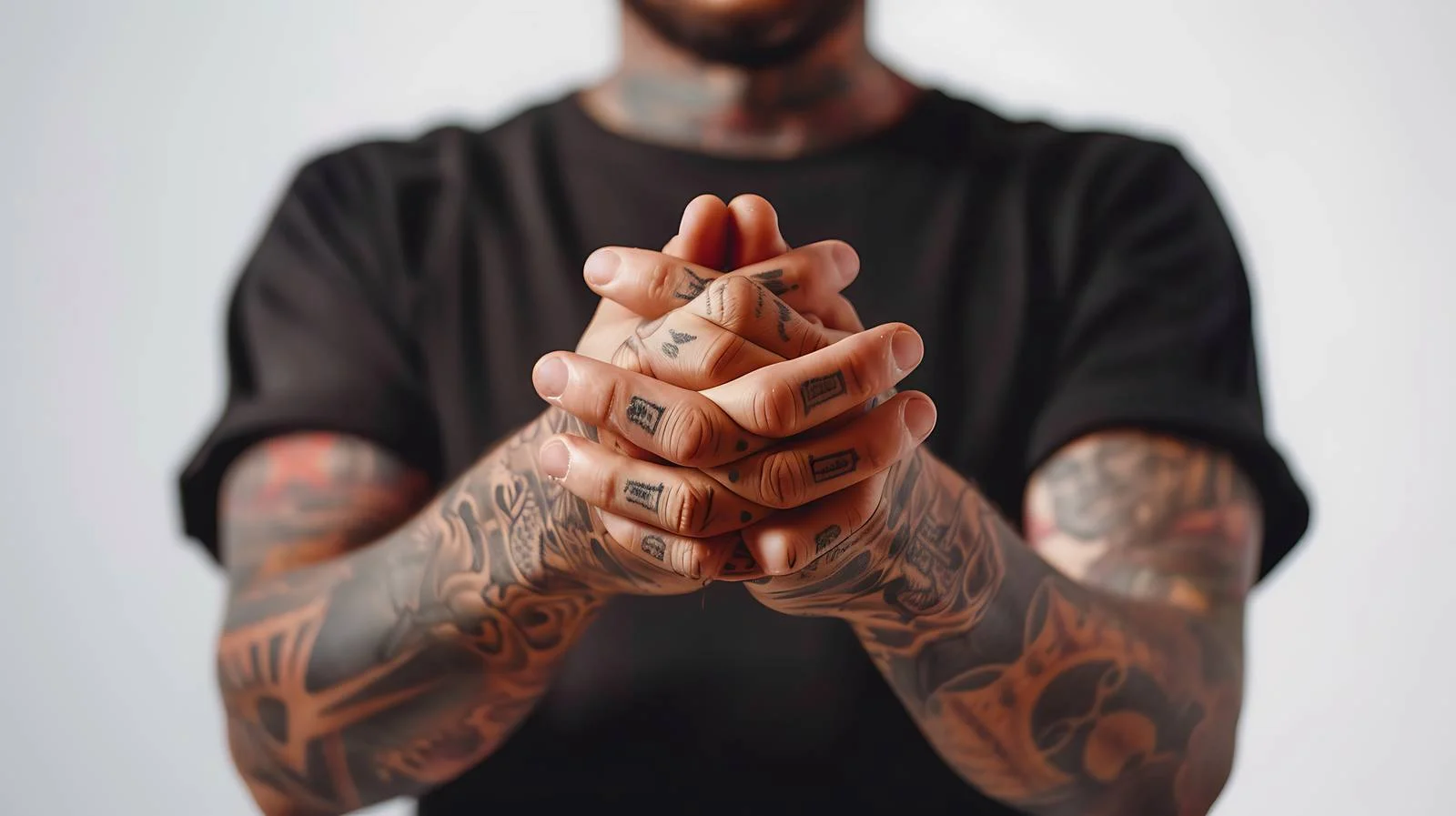 Tattooed Hands Close-up Displayed by Man — free download from Dotvec