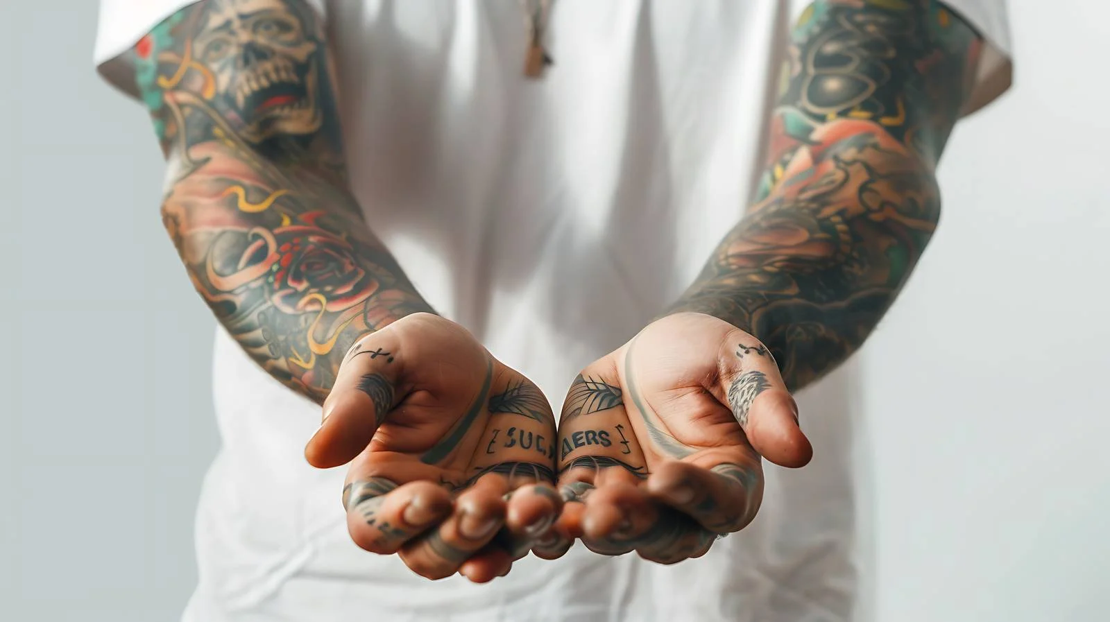 Tattooed Hands Close-Up Display — free download from Dotvec
