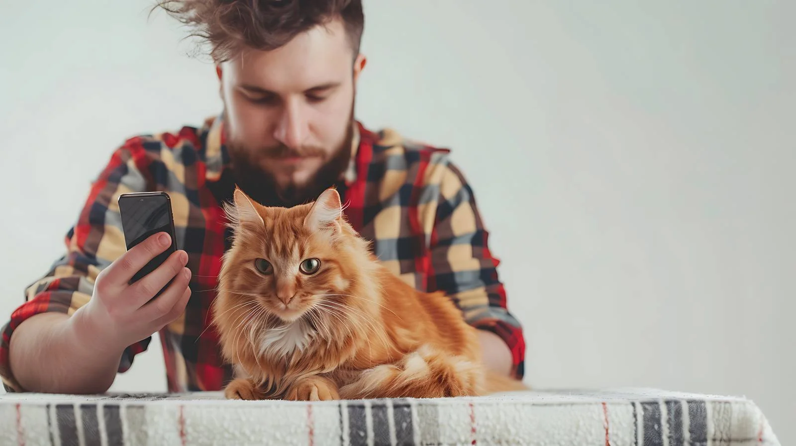 Photographing Ginger Cat at Table — free download from Dotvec