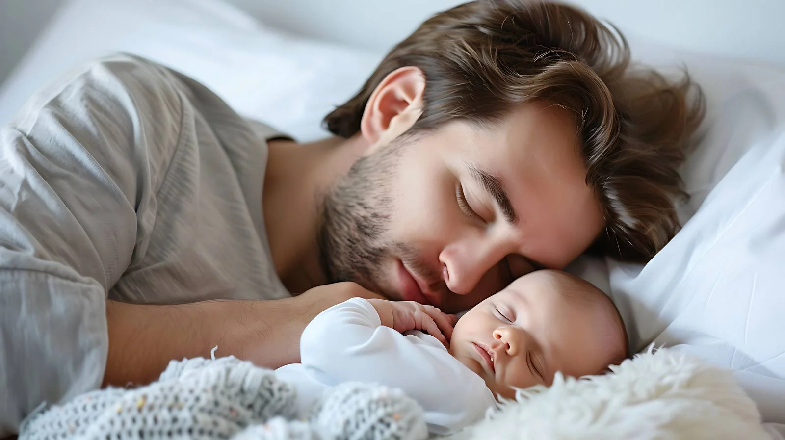 Father Sleeping with Newborn Baby — free download from Dotvec