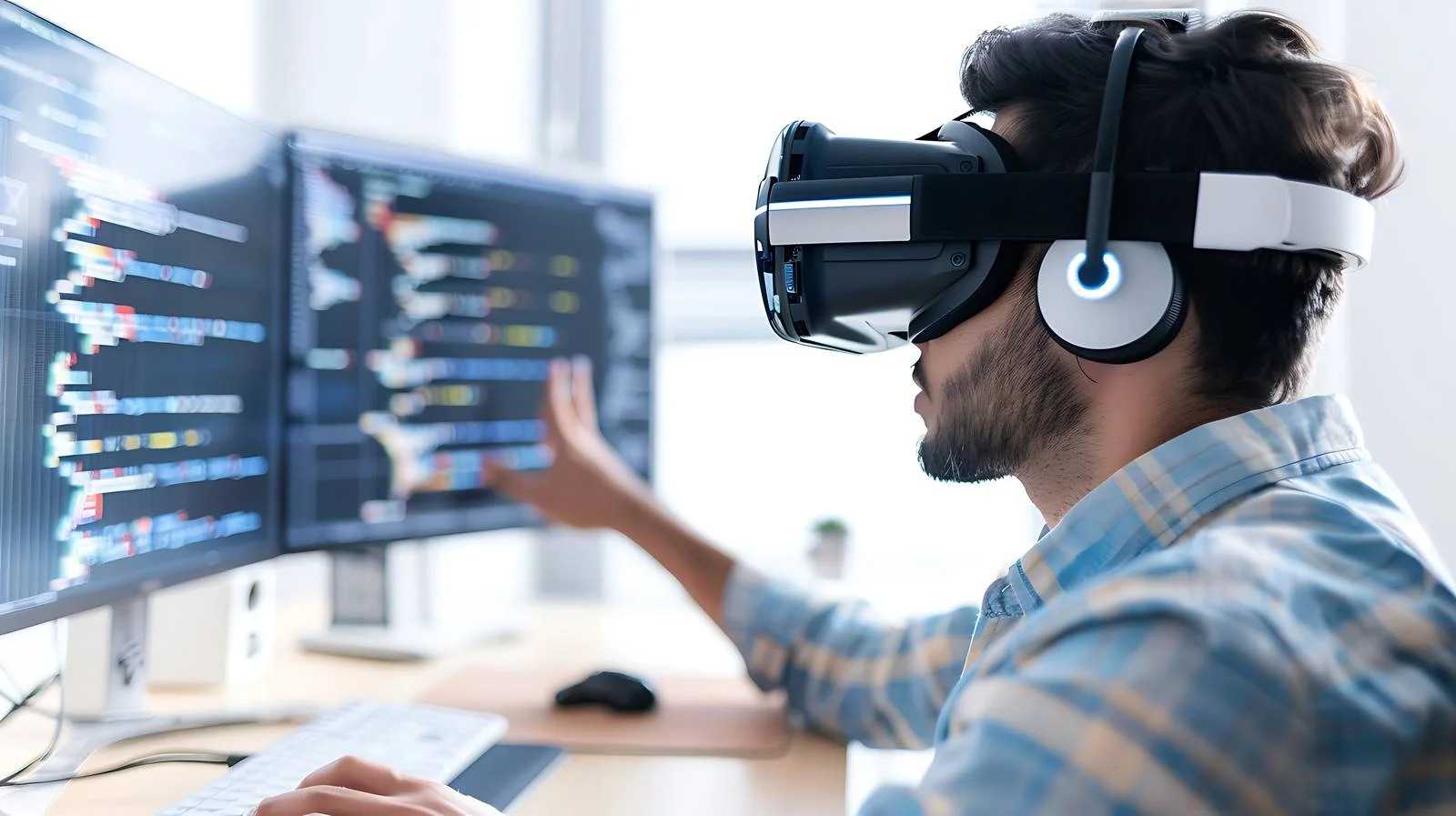 Virtual Reality Developer Codes on Computer — free download from Dotvec