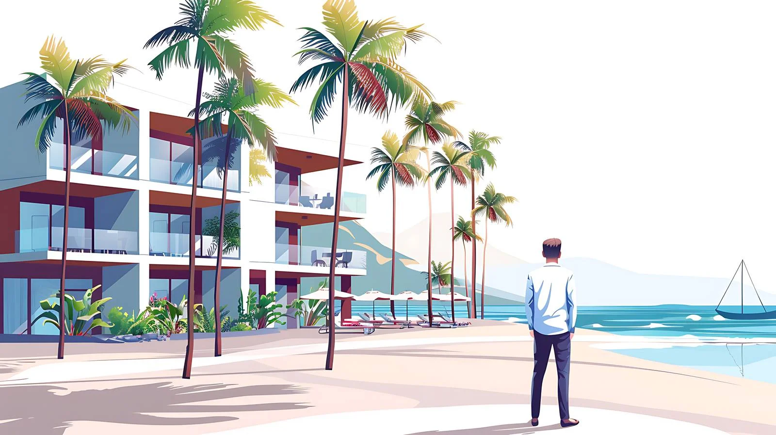 Man at Seaside Hotel Observation — free download from Dotvec