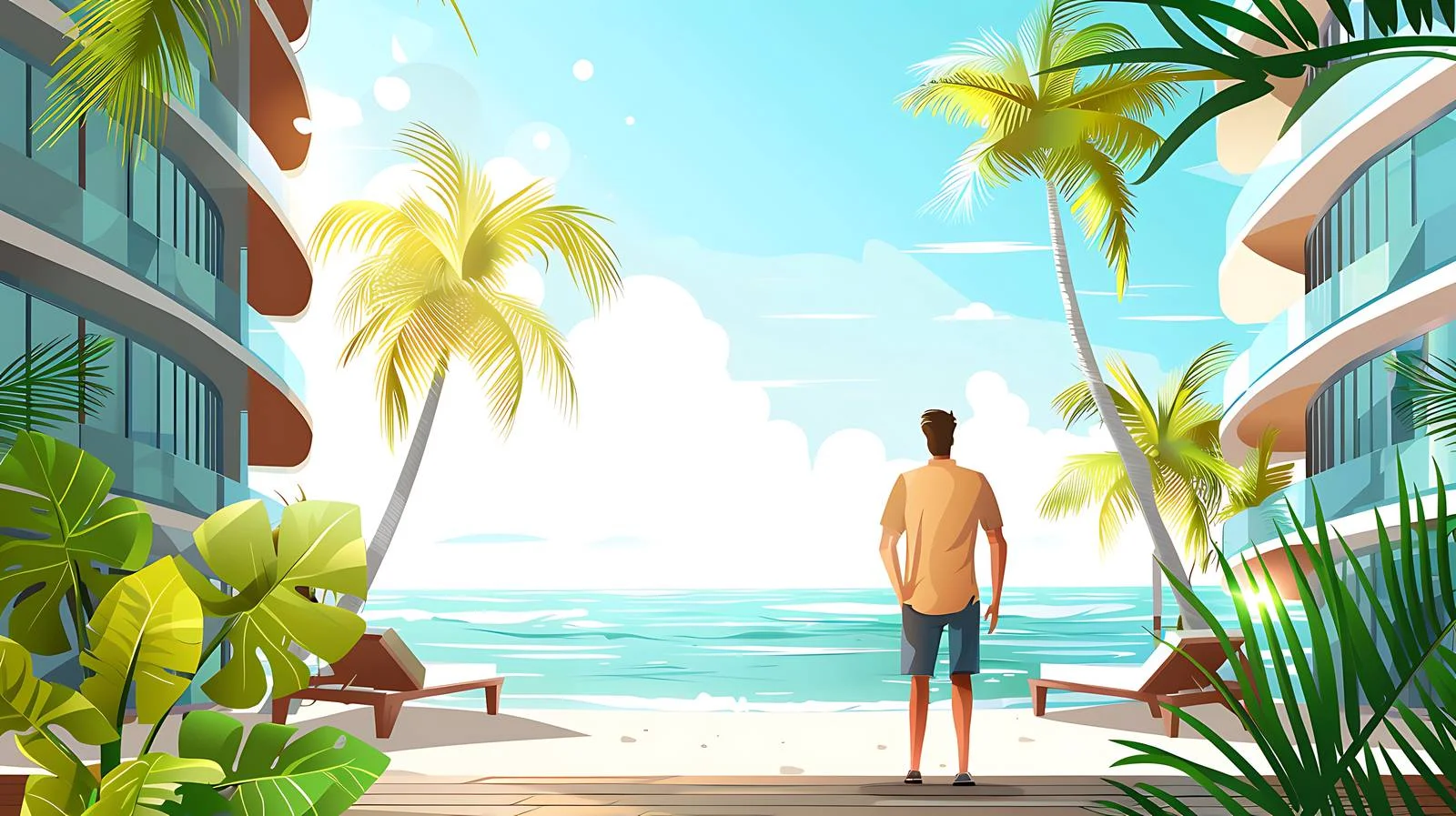 Man at Hotel Viewing Seaside — free download from Dotvec