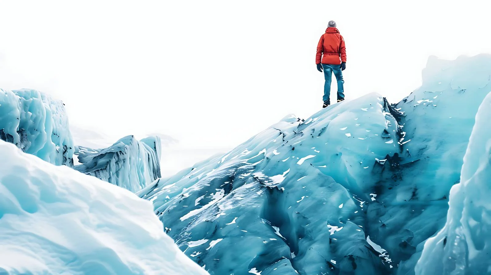Tranquil man on vast glacier backdrop — free download from Dotvec