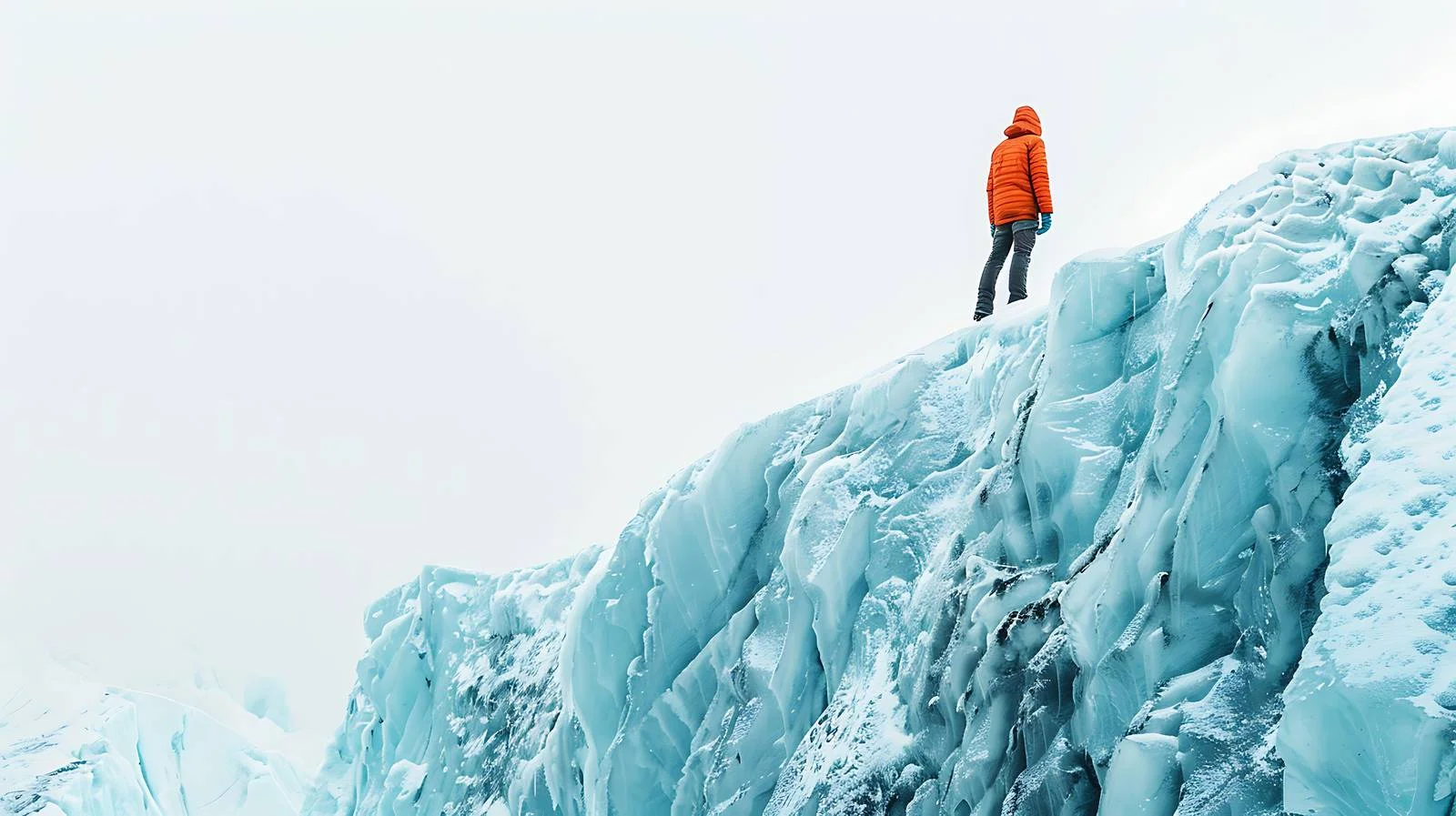 Solo man on vast glacier backdrop — free download from Dotvec