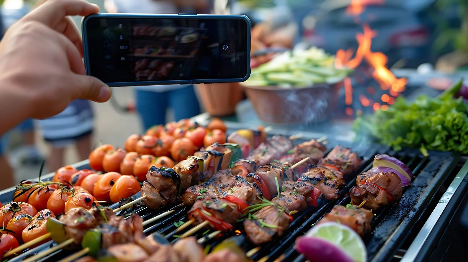 Capturing barbecue party dishes on camera — free download from Dotvec
