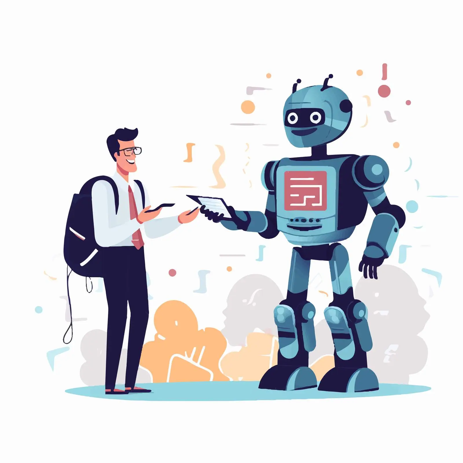 Man Engaging in Conversation with Robot – free human interaction image from Dotvec