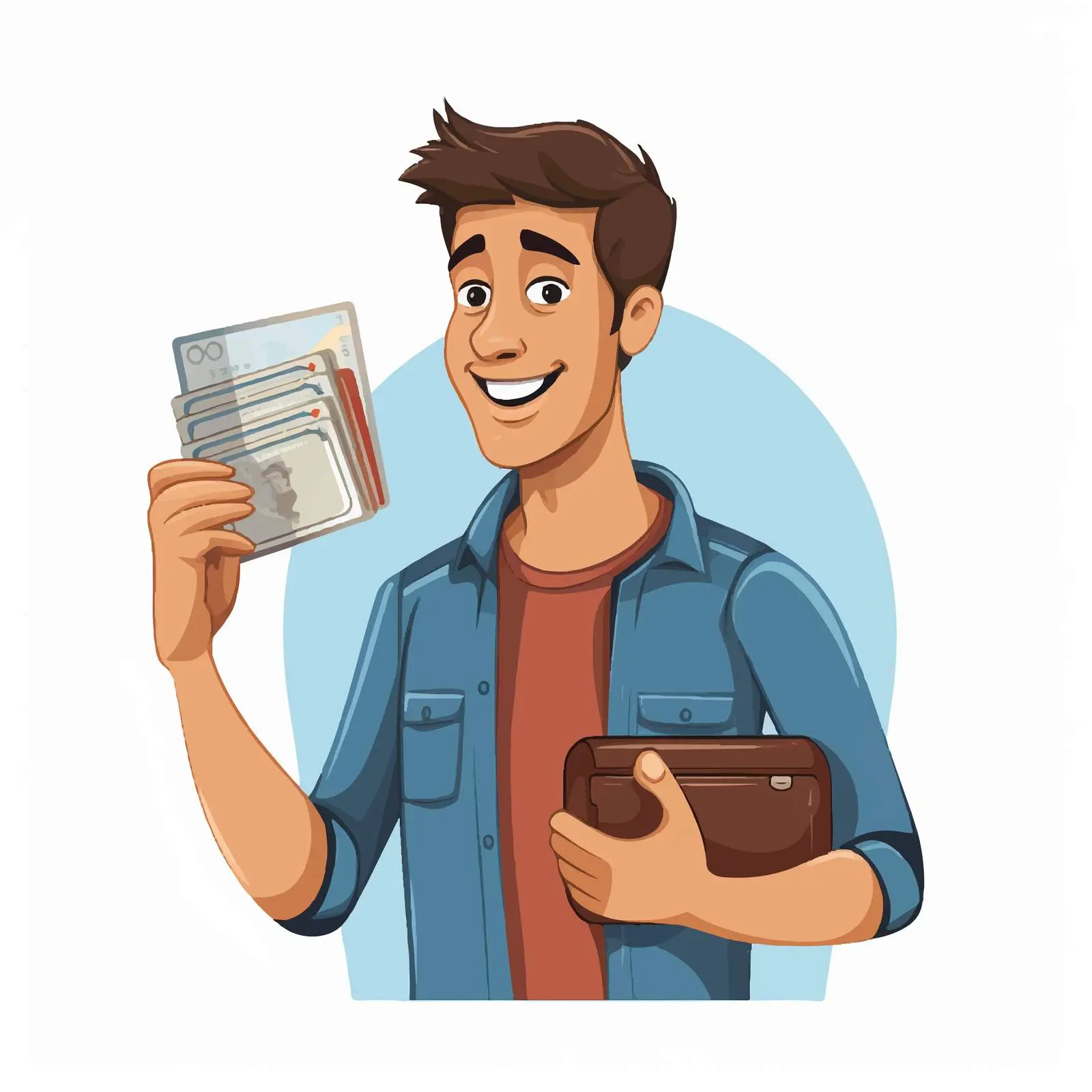 Cartoon Man with Travel Wallet and Ticket – free luggage image from Dotvec