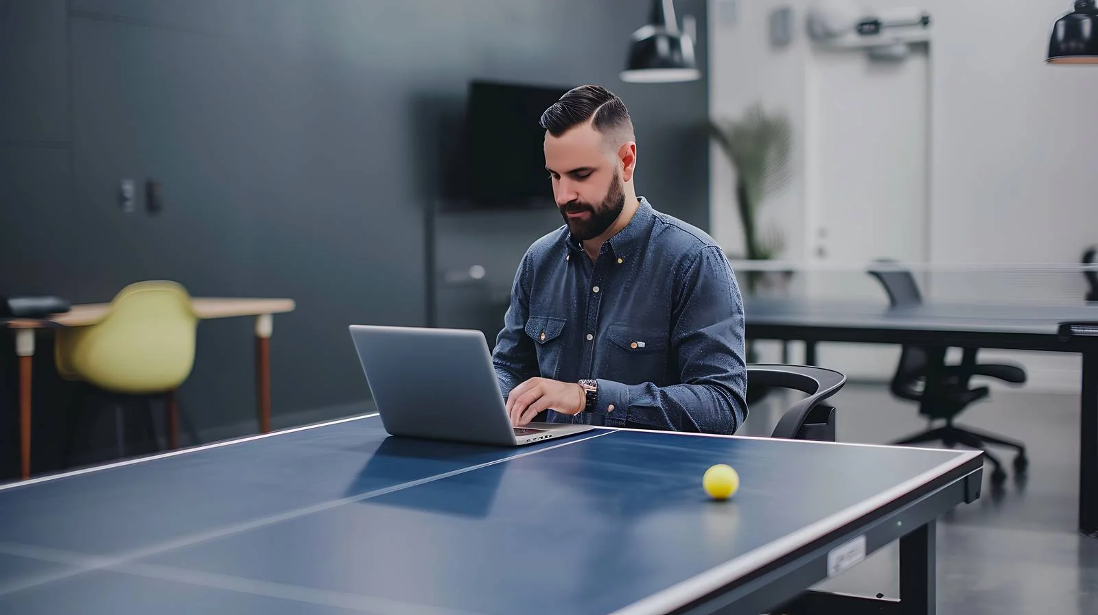 Modern break room multitasking — free download from Dotvec