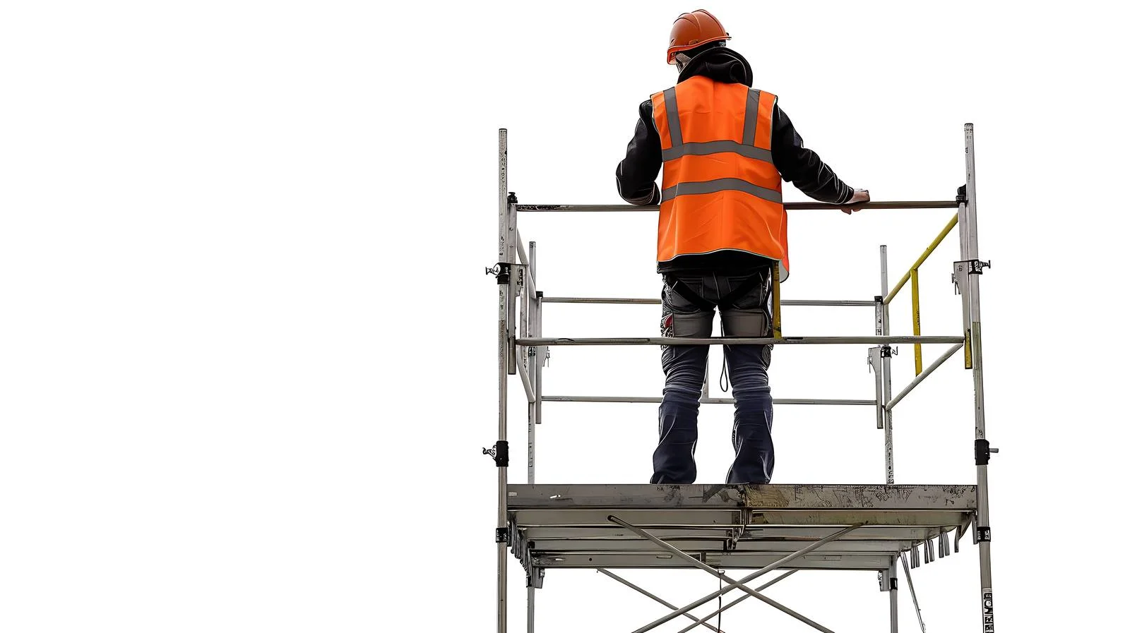 Safety Vest on Construction Scaffolding — free download from Dotvec
