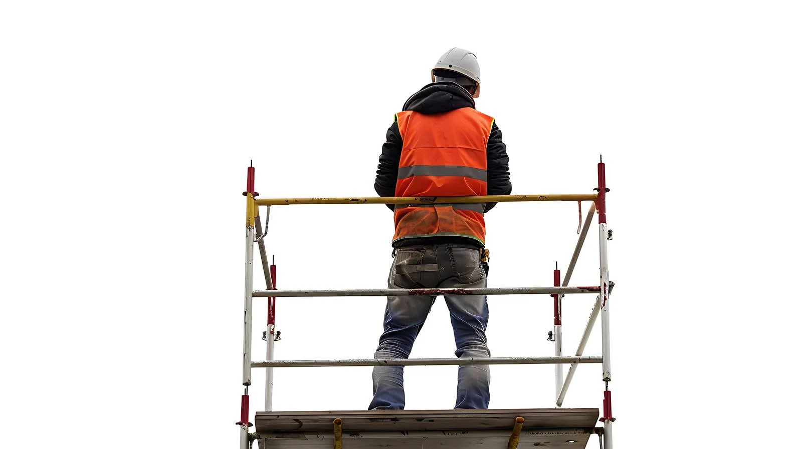 Construction Worker Safety Vest on Scaffolding — free download from Dotvec