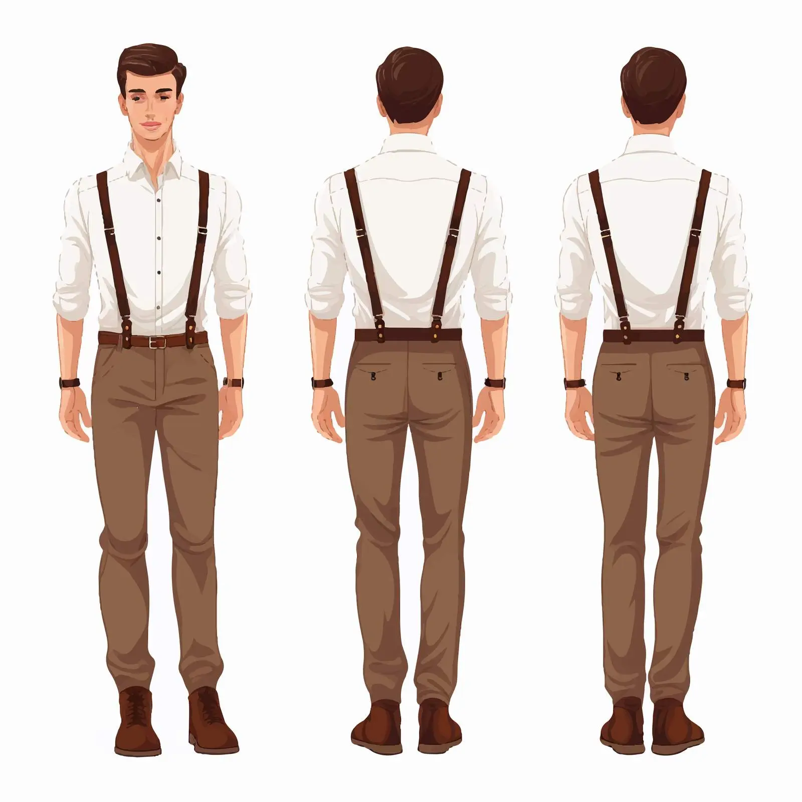 Elegant Man Wearing Trousers and Suspenders – free code image from Dotvec