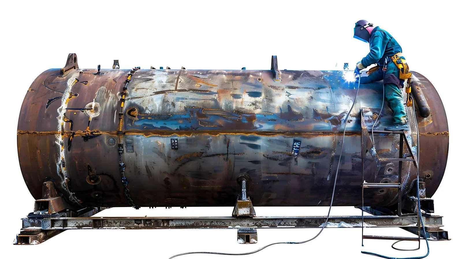 Industrial Welder Working on Steel Tank — free download from Dotvec