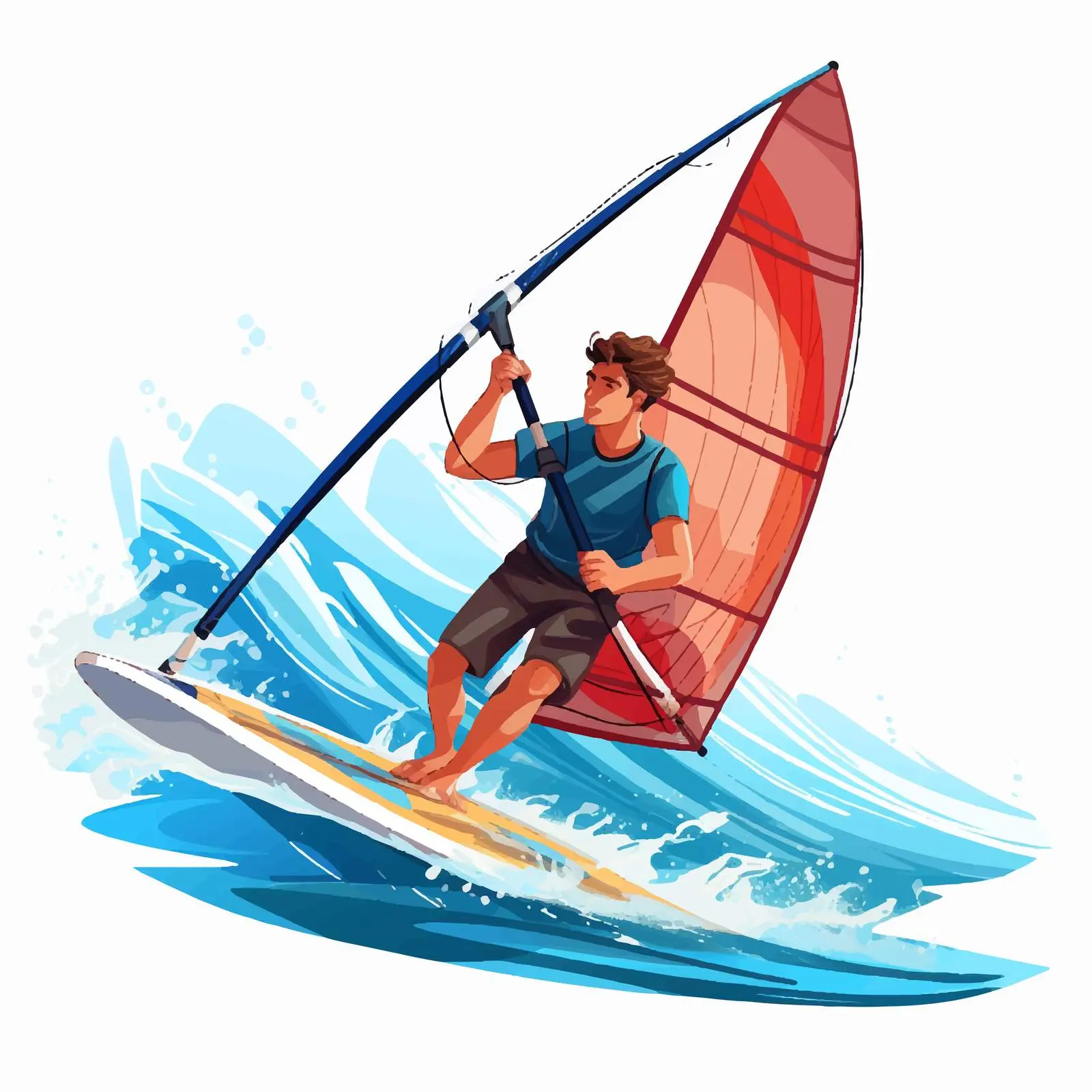 Windsurfer Riding Waves on Board with Sail – free extreme sports image from Dotvec