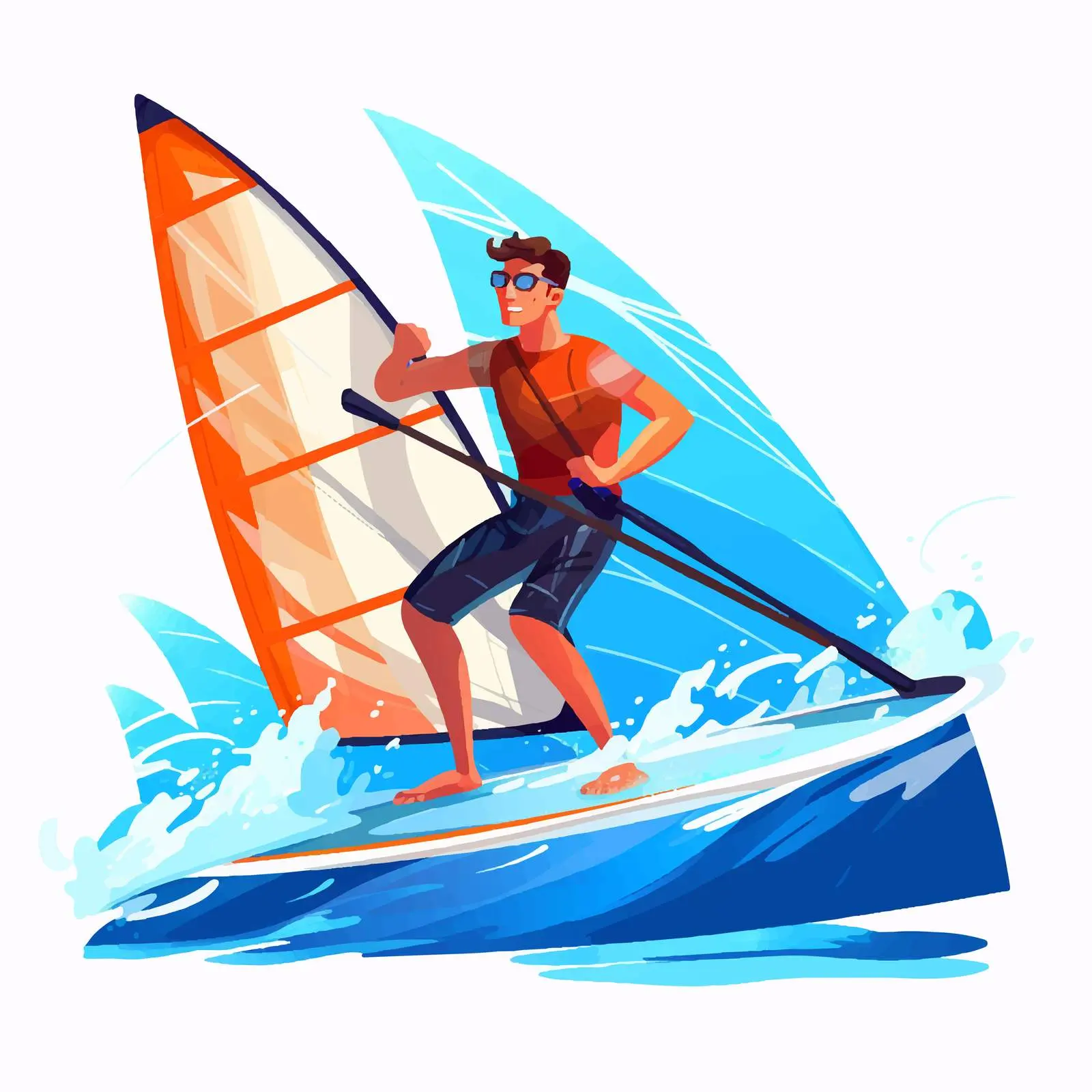 Windsurfer on Waves with Sail — free download from Dotvec