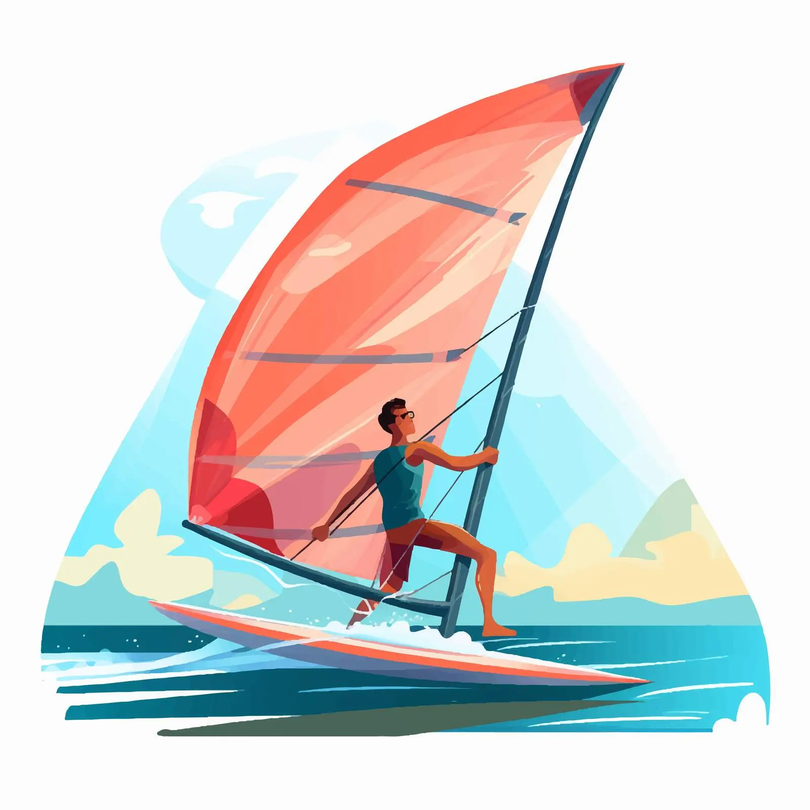 Windsurfer Enjoying Waves on a Board — free download from Dotvec