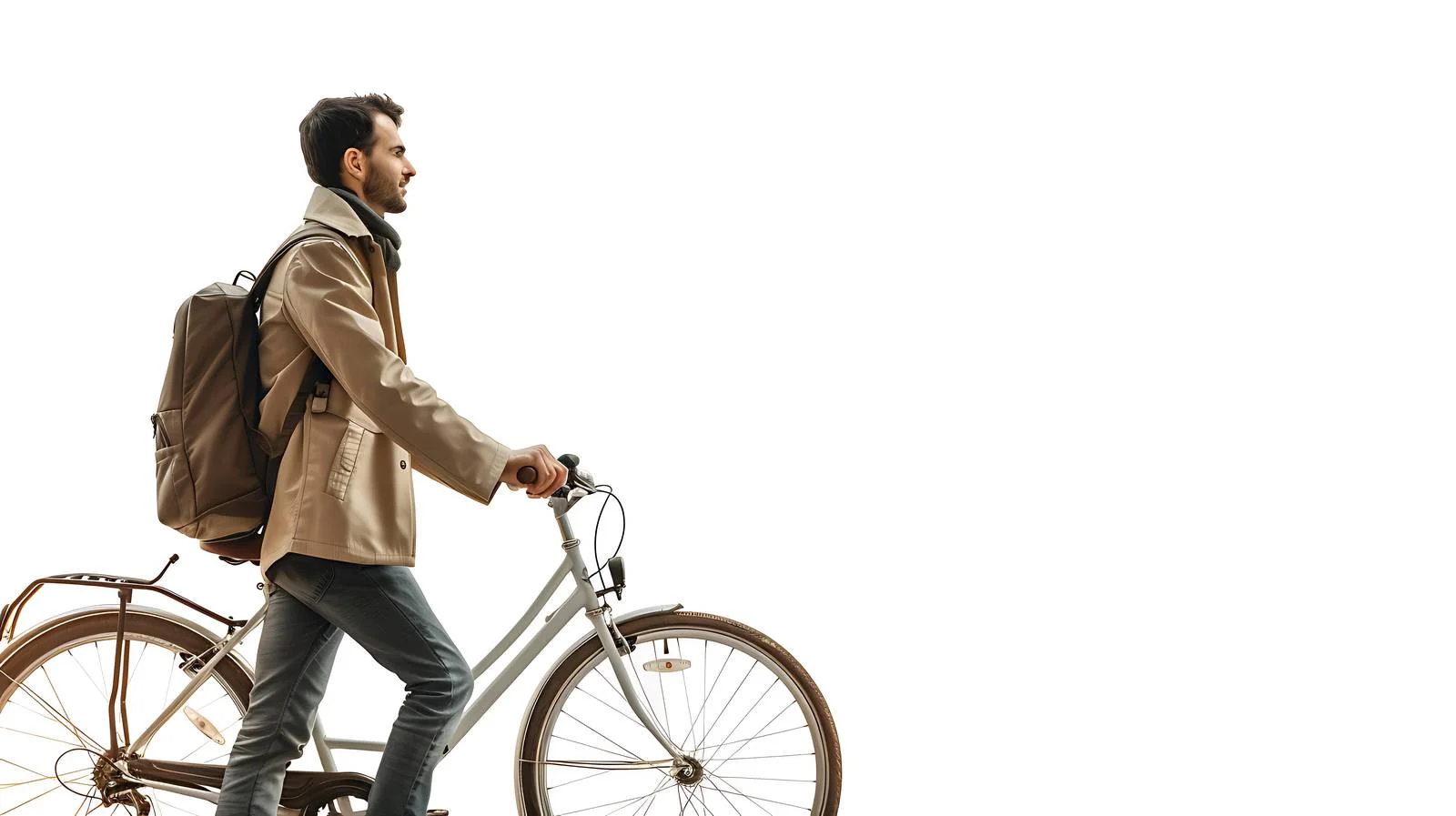 Office Cyclist Walking Isolated on White — free download from Dotvec