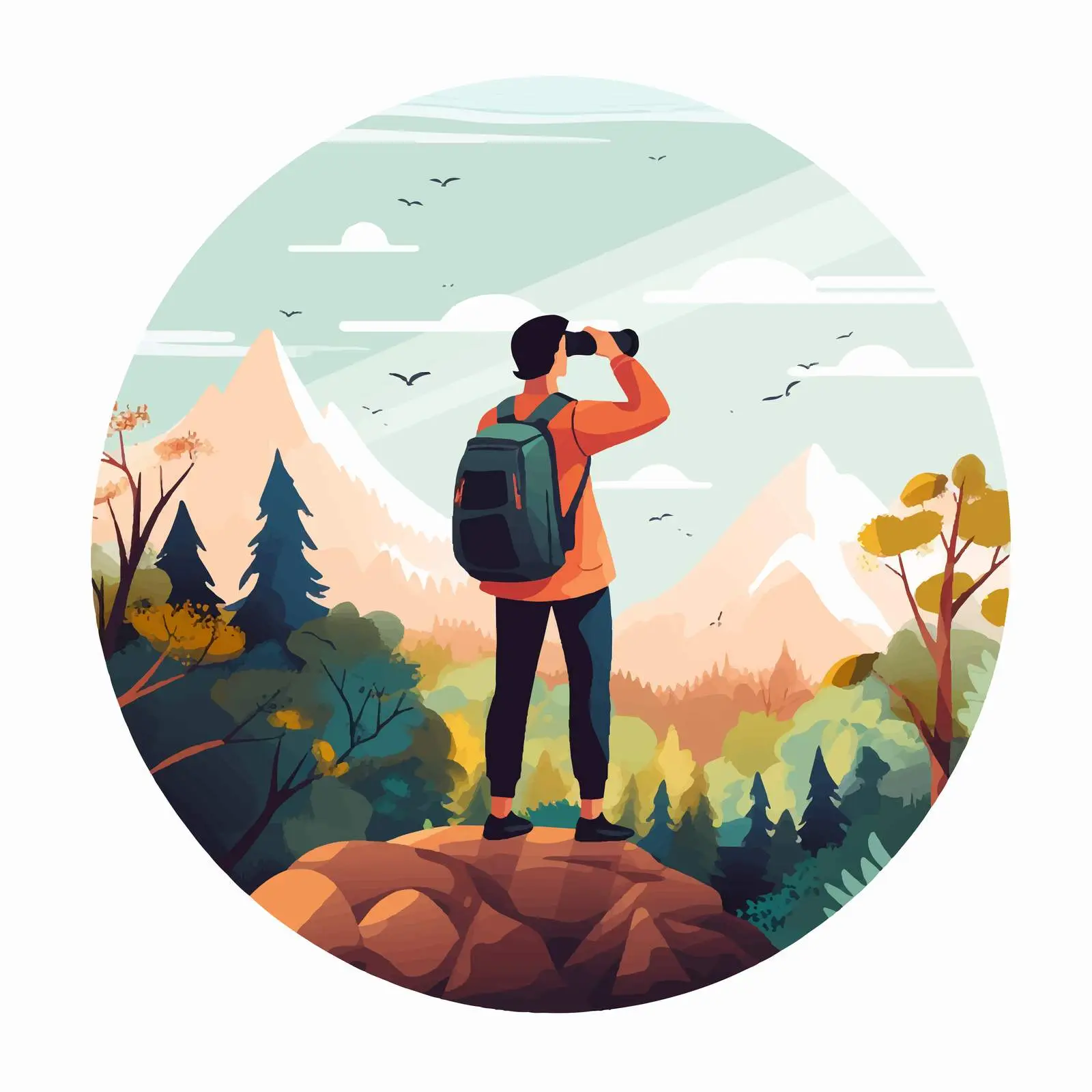 Man with Binoculars Looking into the Future — free download from Dotvec