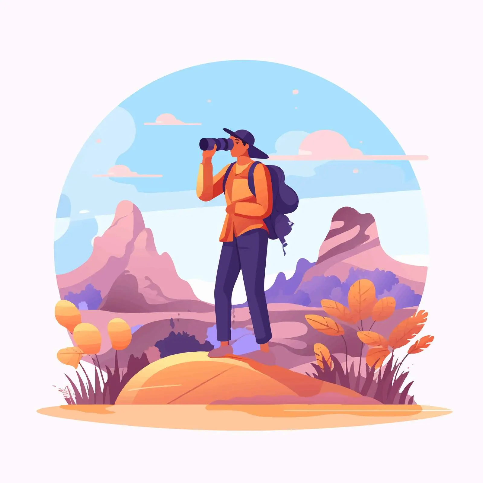Man with Binoculars Gazing into the Future — free download from Dotvec